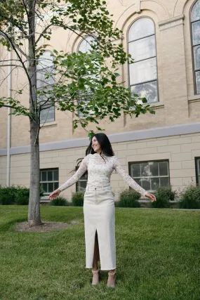 Minimal Look Honey Hues Denim Maxi Skirt