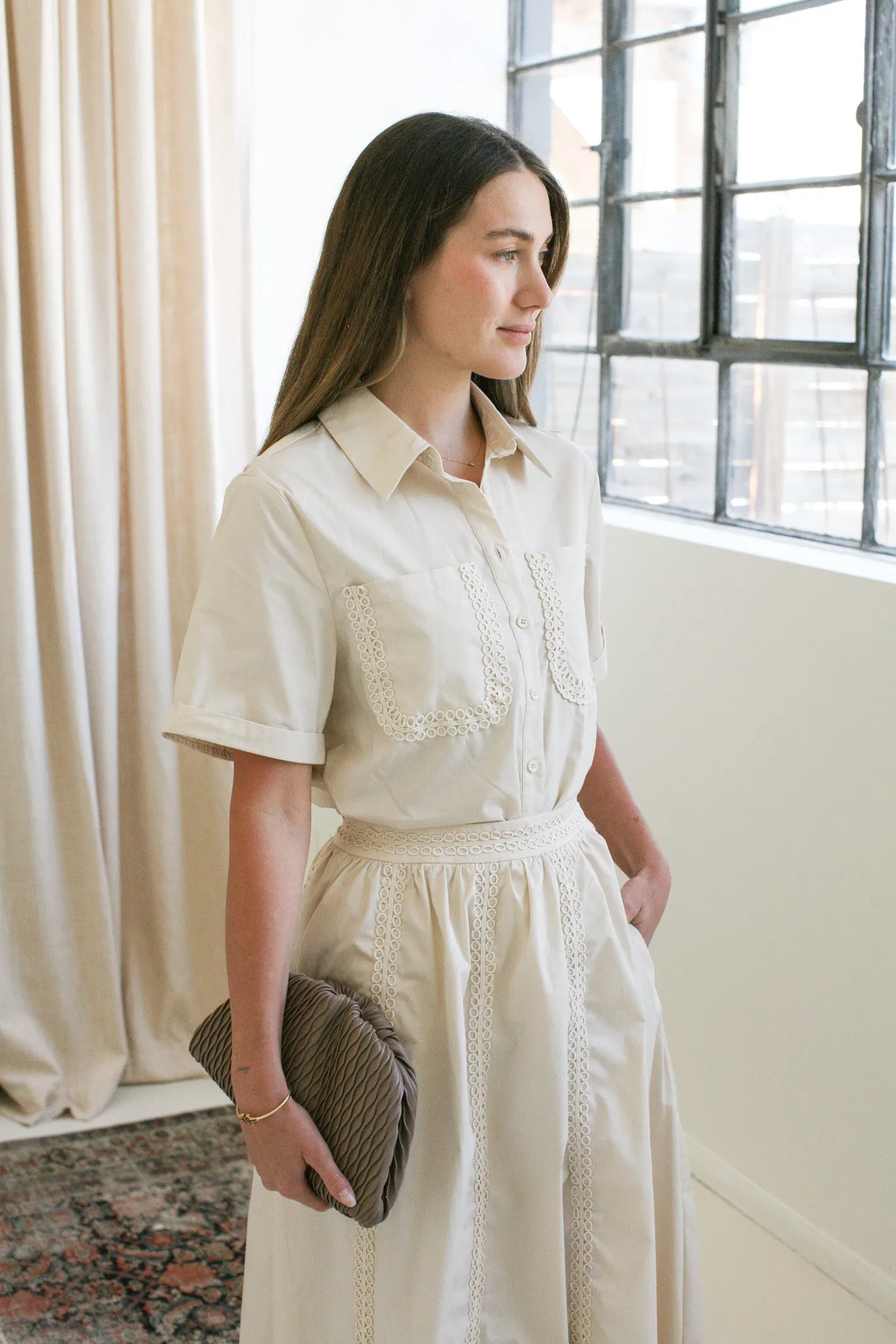 Bonded Seam Durability Kendra Button Up Blouse