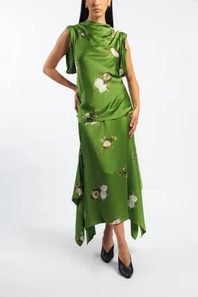 Ribbed Trims Floral Short Sleeve Top