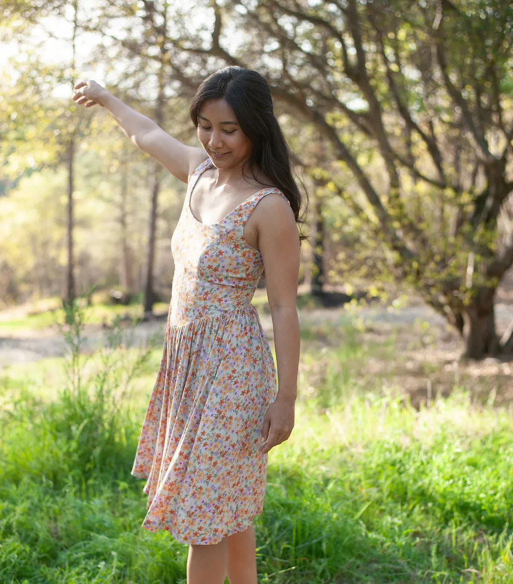 Agnes dress in Calico Bloom Challis Sequin-Detail