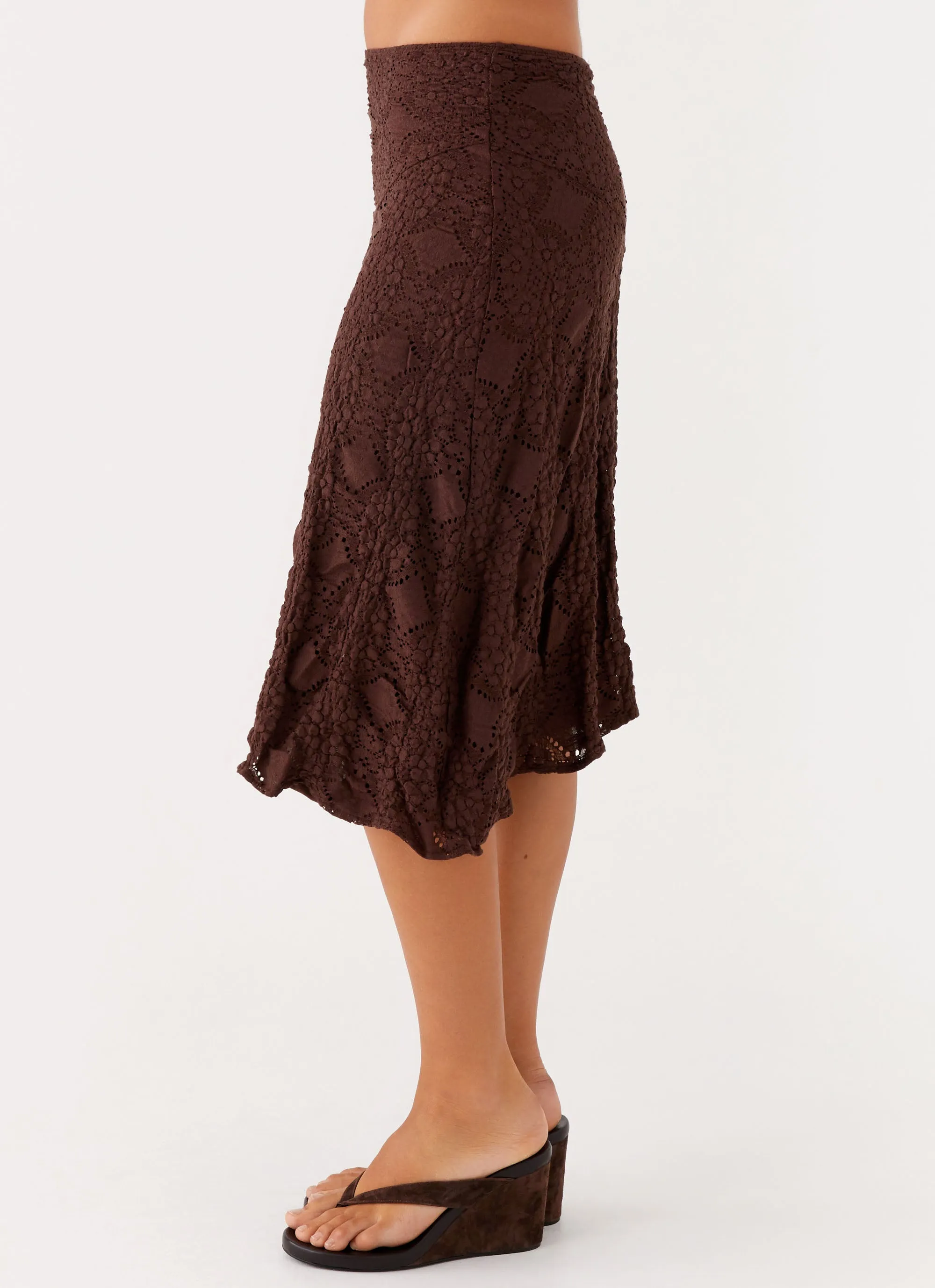 Designer Label Diamond Sky Midi Skirt - Chocolate