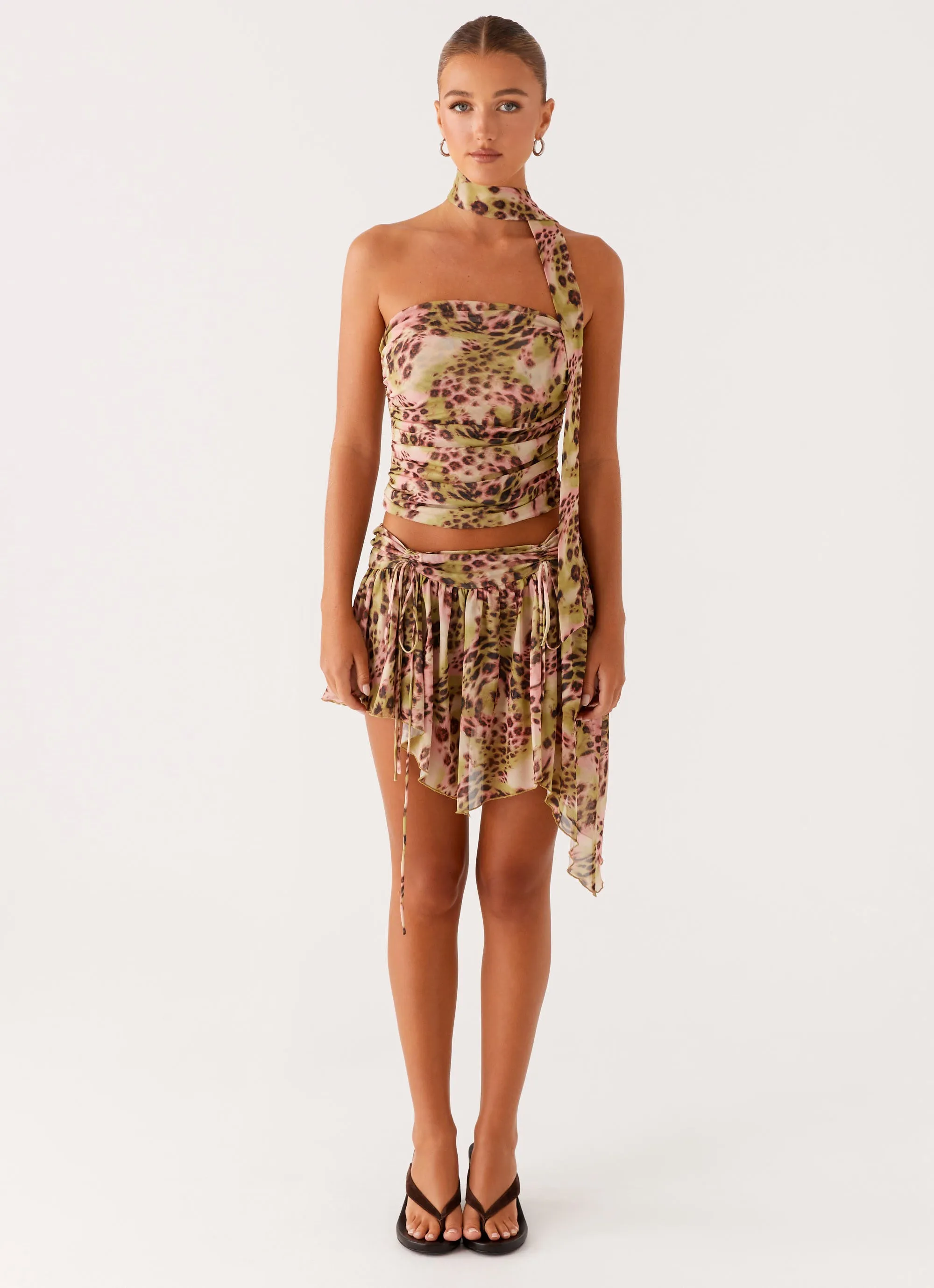 Hot Like Me Mini Skirt - Swirl Leopard Plus size option Reinforced Hemline