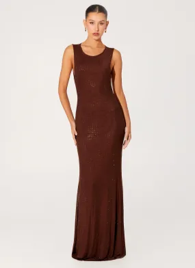 Hot Sequins Maxi Dress - Chocolate Chilly Day Comfort