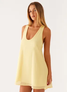 Industry Mini Dress - Pastel Yellow Opaque Lining Cashmere Touch