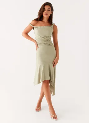 Soft touch evening dress Huntah Midi Dress - Sage
