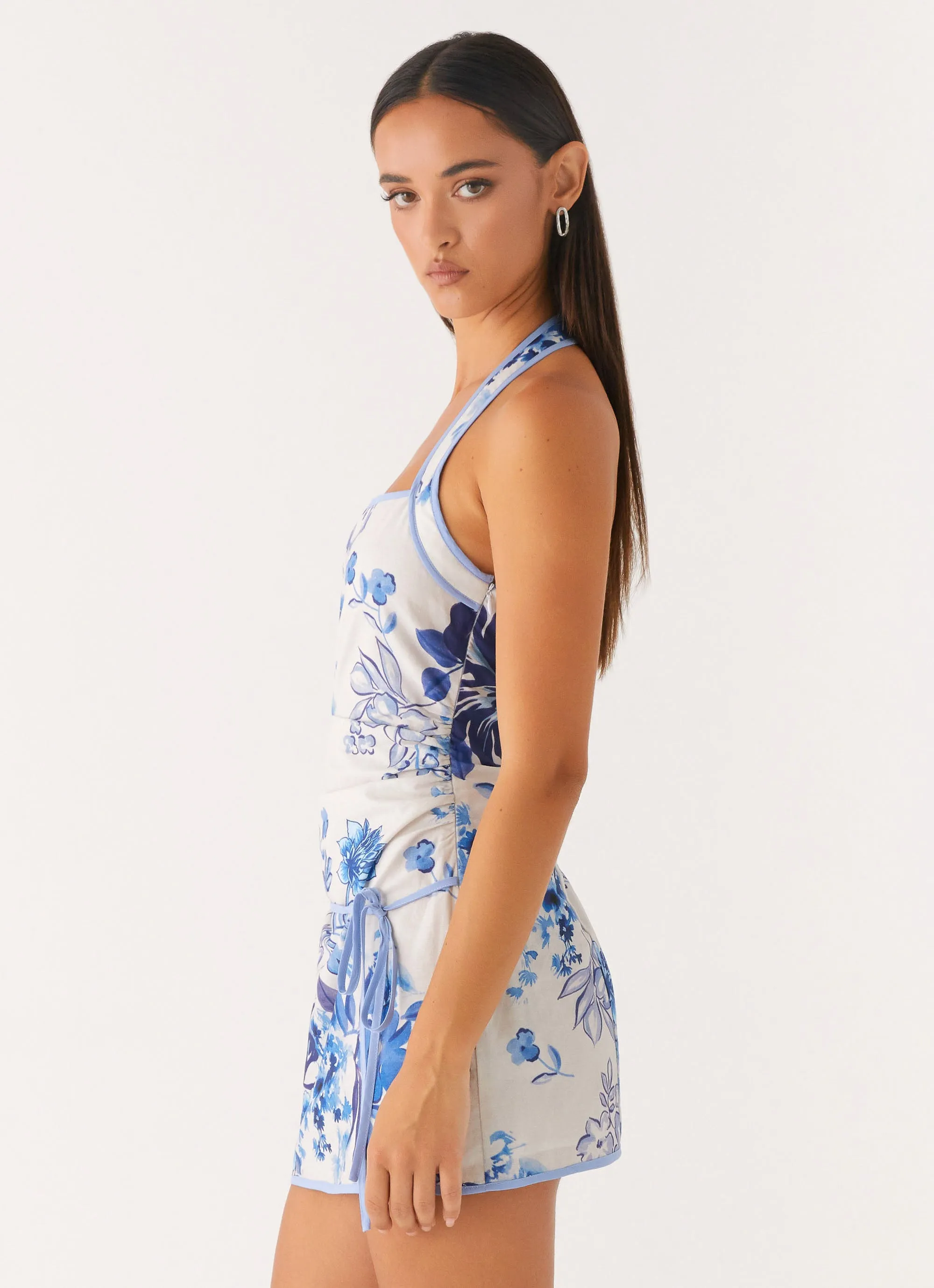 Smart Look Garden Party Mini Dress - Serene Sky Floral