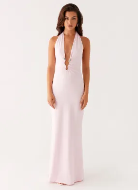 Nicola Maxi Dress - Pink Stream Cut knee-length