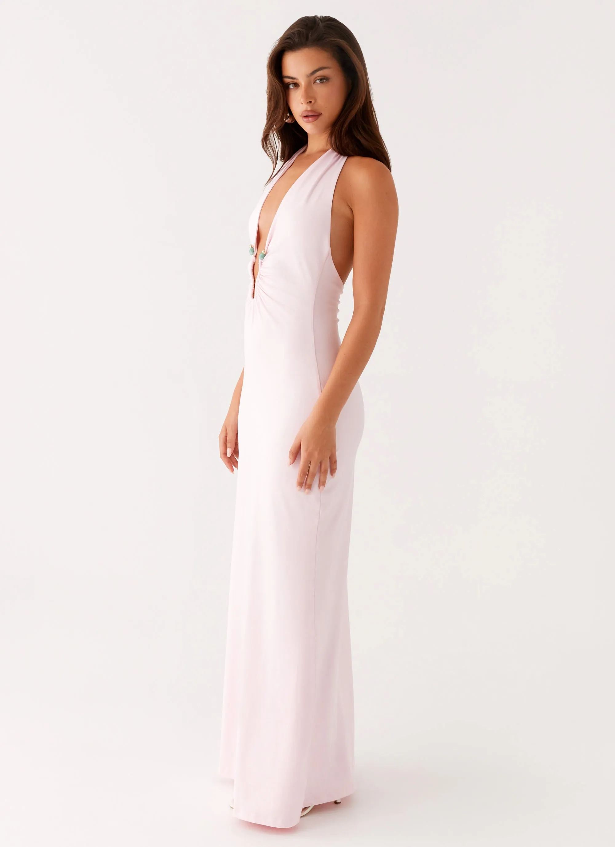 Structured-Shape Nicola Maxi Dress - Pink