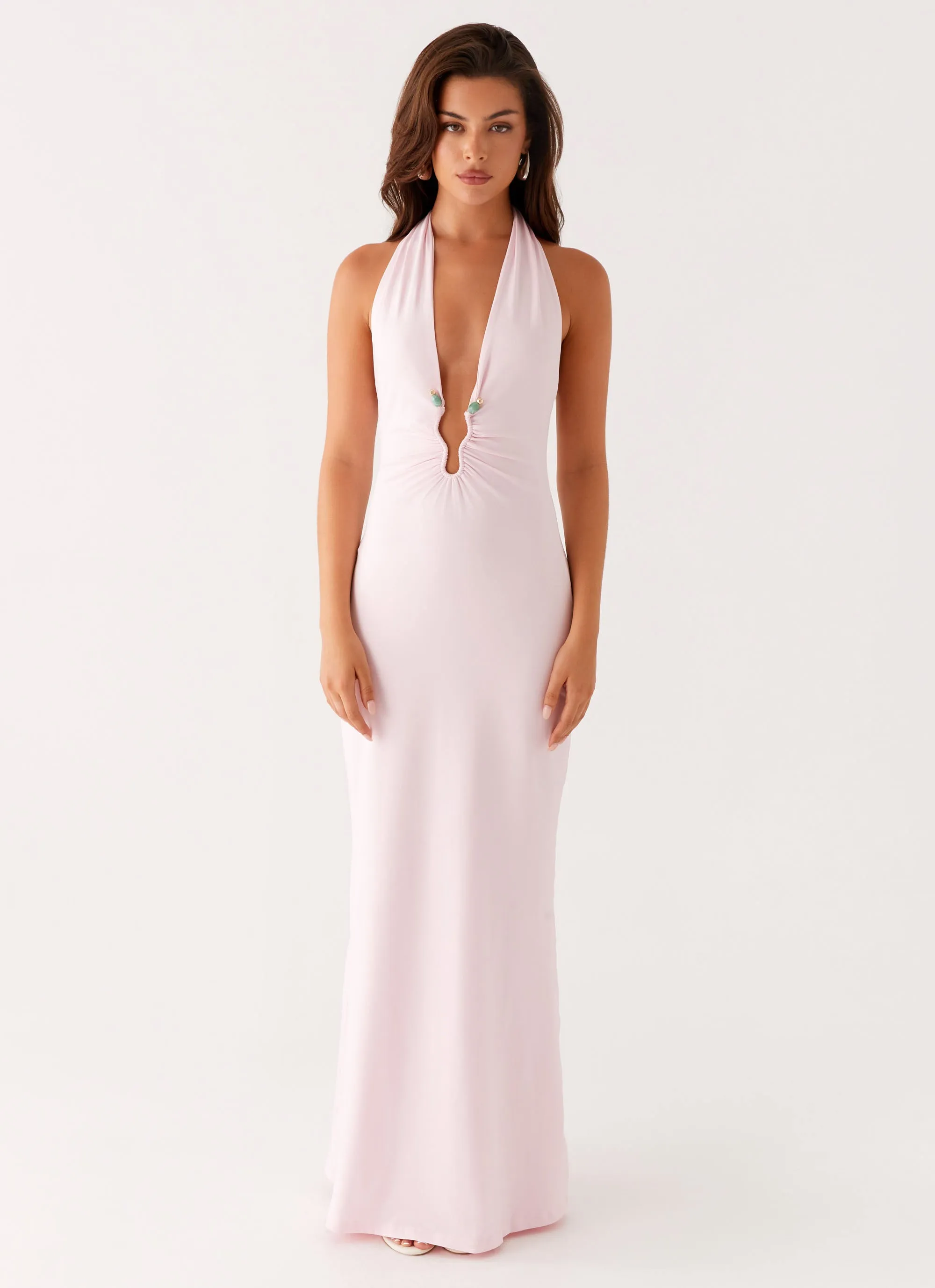 Nicola Maxi Dress - Pink Stream Cut knee-length
