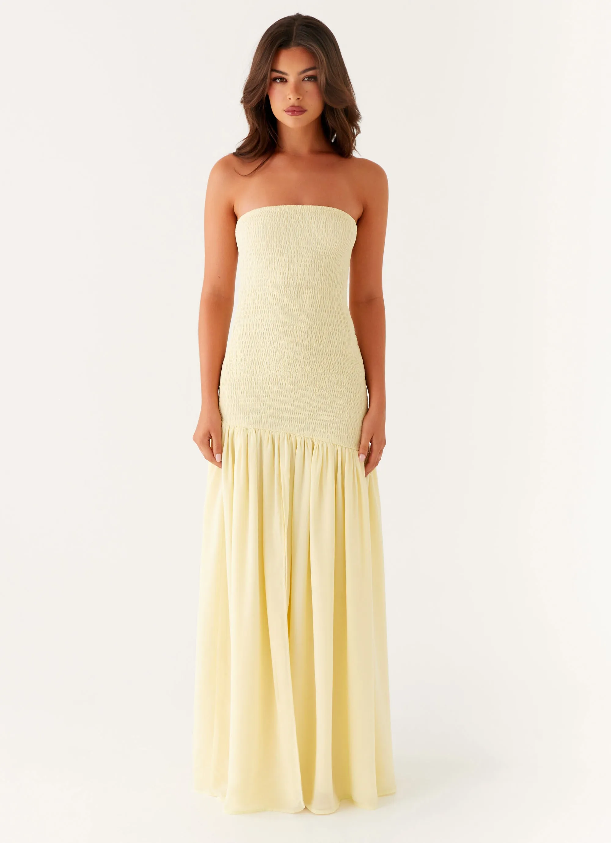 Royce Maxi Dress - Yellow Gathered-Detail Street Vibe