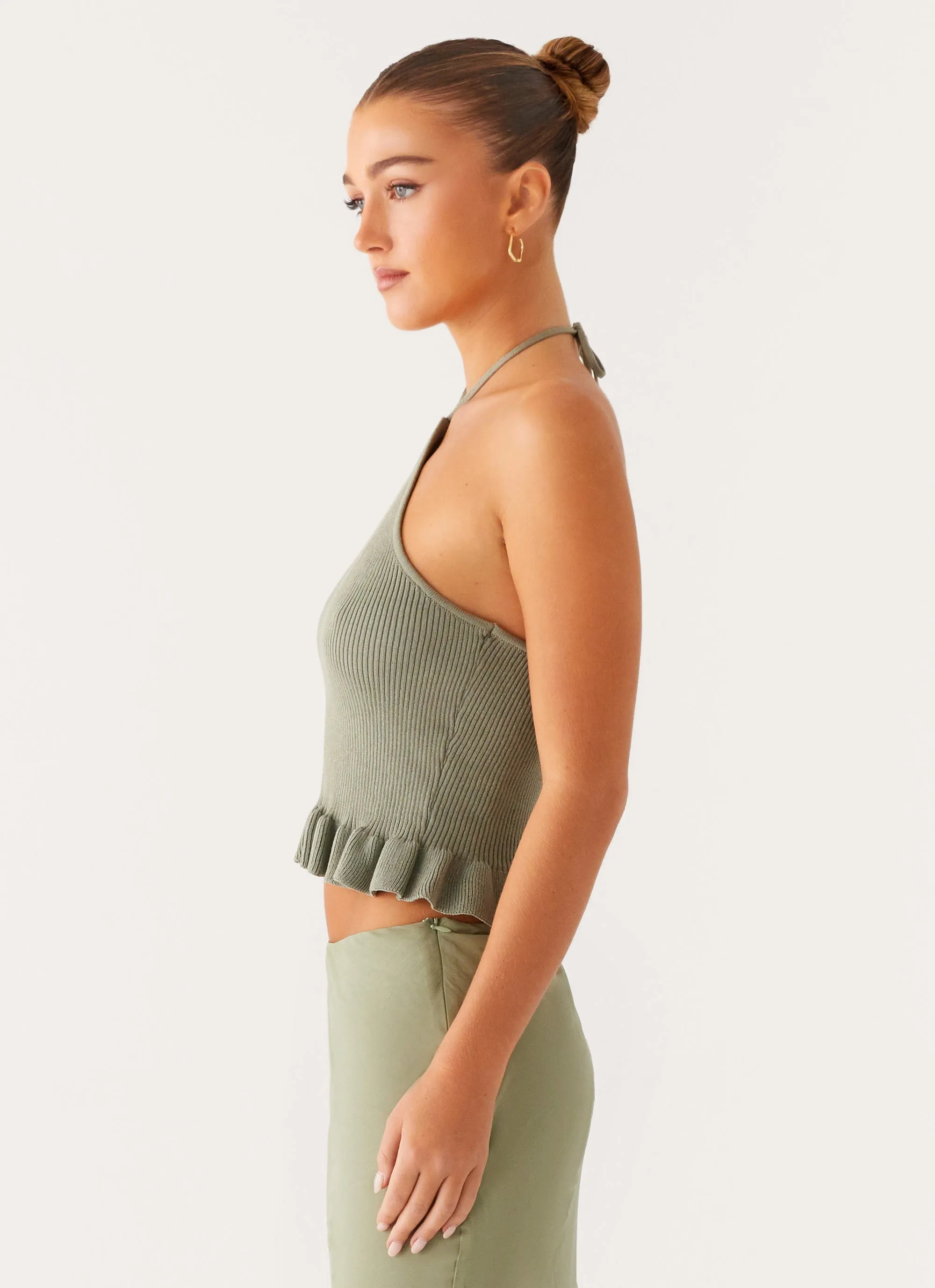 Idola Knit Top - Sage WaterRepellent Coating Garment Washed