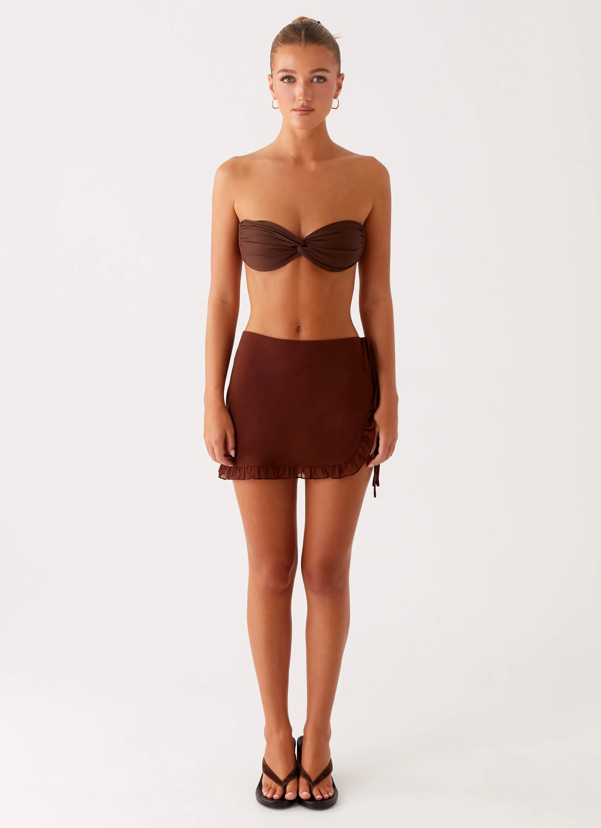 Iggy Mini Skirt - Chocolate Plus size option Light Motion