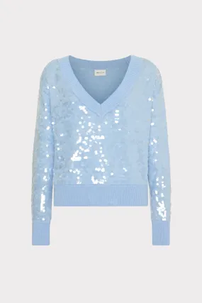 Ilaria Sequin V-Neck Sweater Simple Pullover