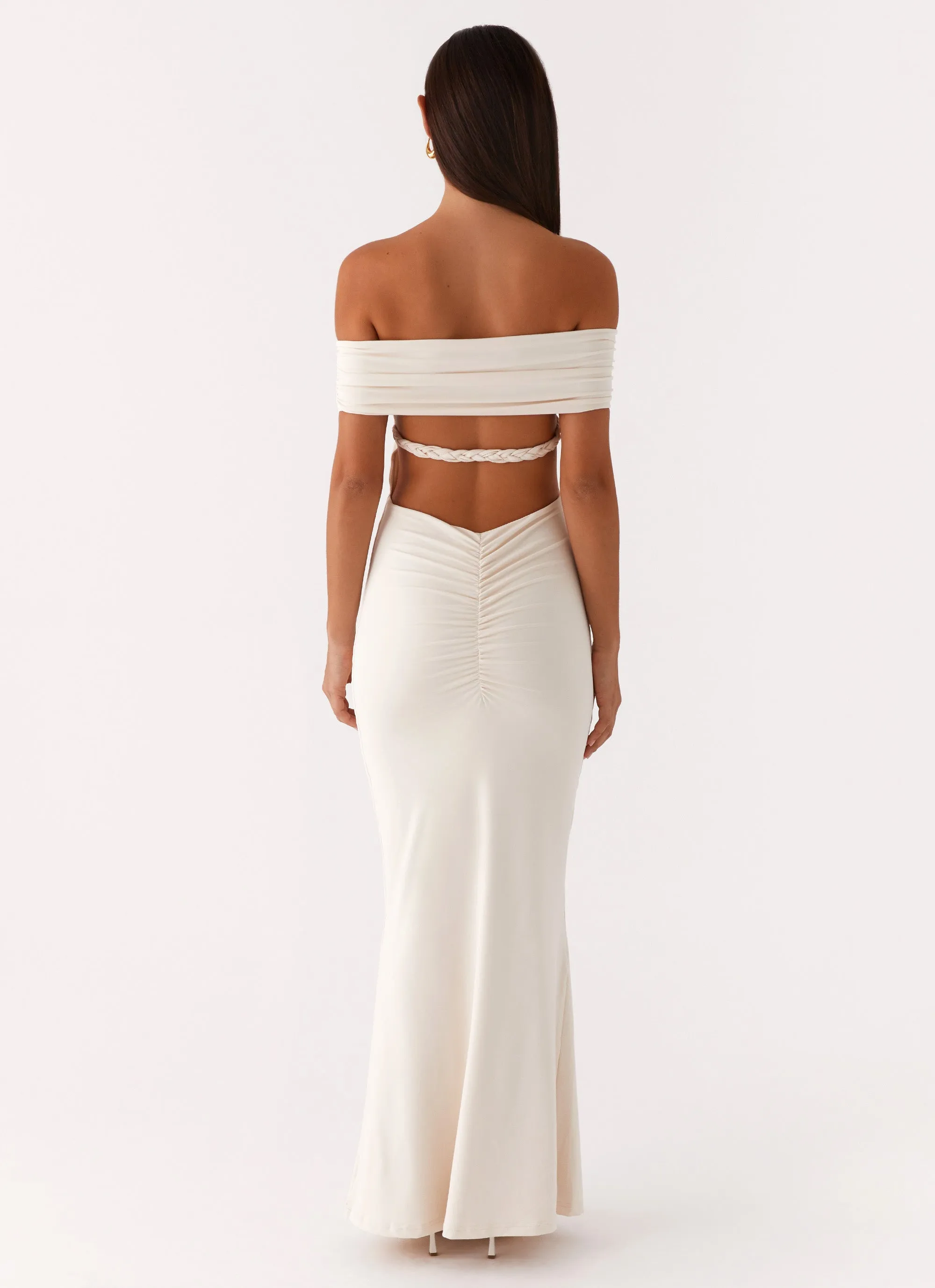 Fresh Aesthetic Feminine flowing piece Illusion Maxi Dress - Ivory