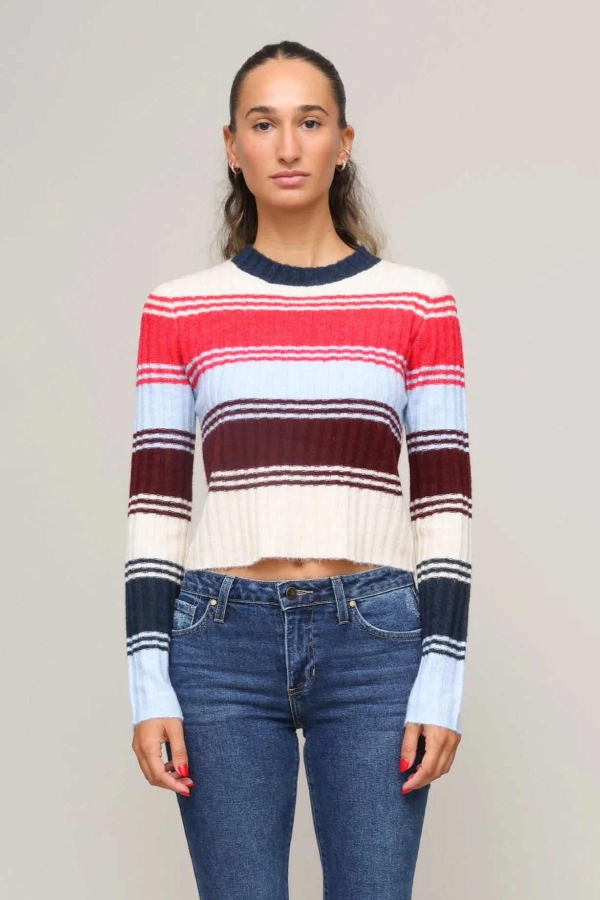 Alaina Stripe Sweater Stretch Material PaddedInsulation