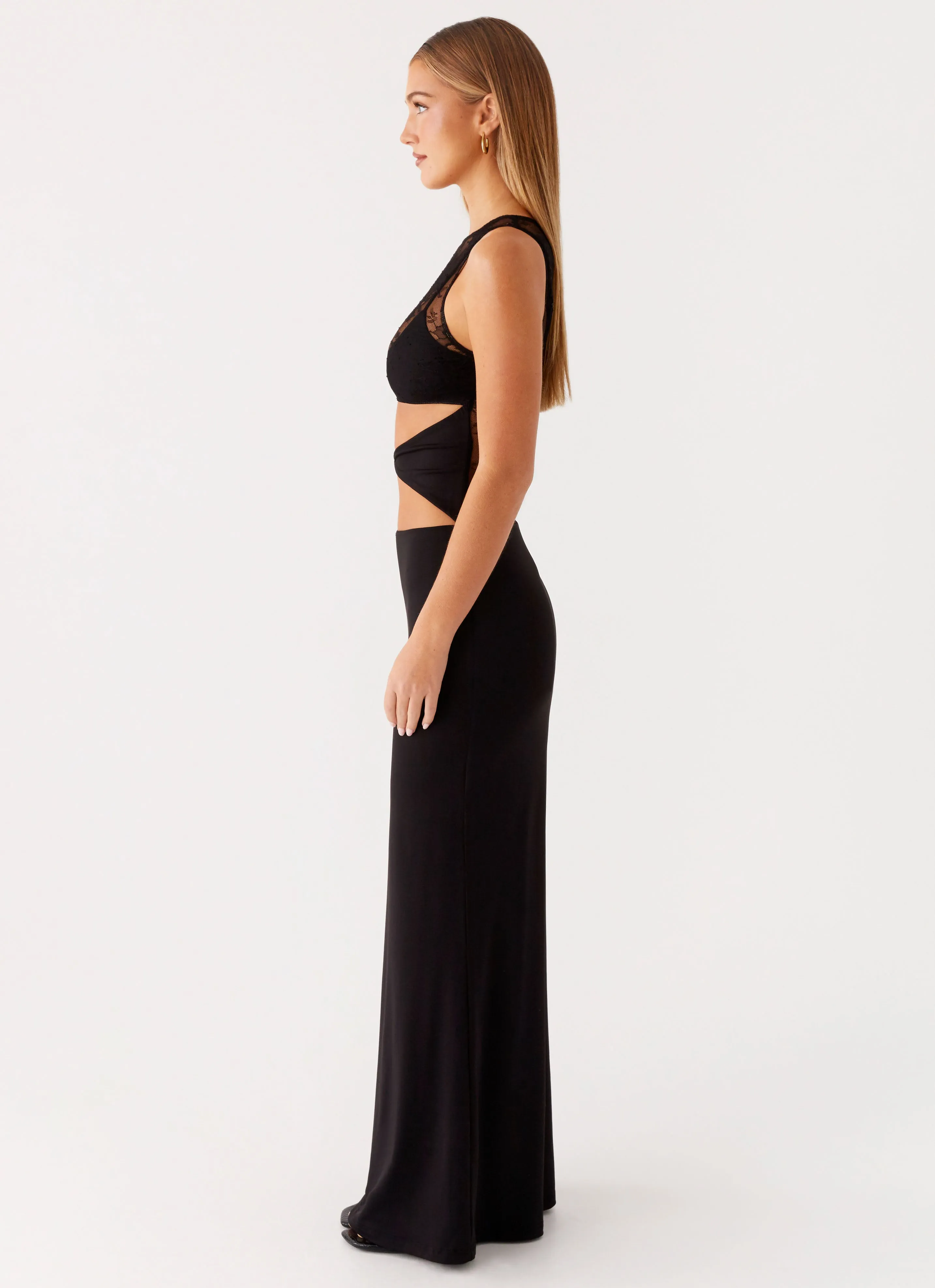Imperial Maxi Dress - Black Calm Energy Fitted Style