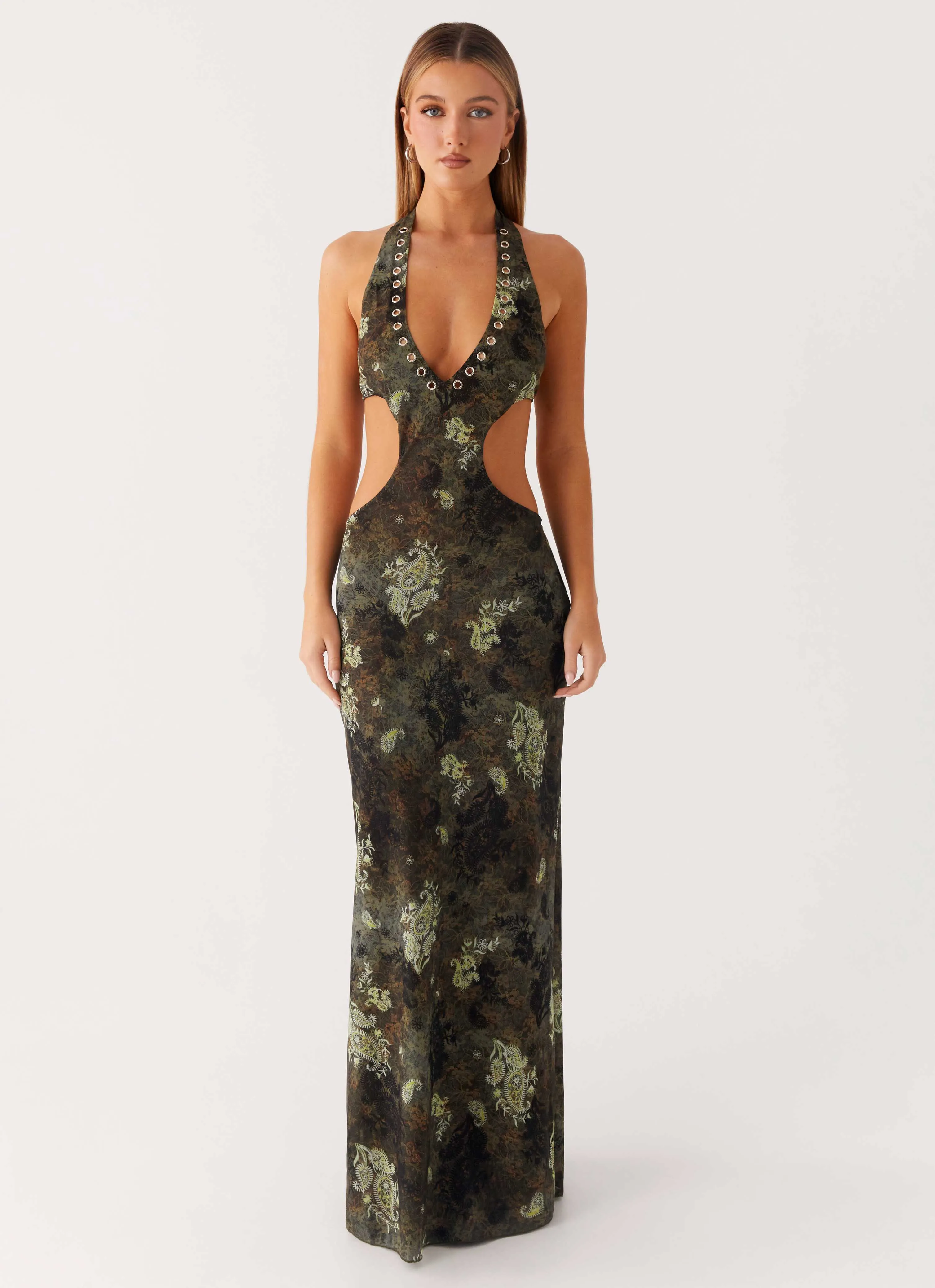 Elegant Mature Indra Maxi Dress - Cyber Floral