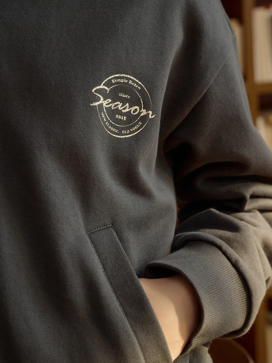 Robin Casual SR Exclusive Design Printed Lapel Cotton Sweatshirt AntiPill Finish