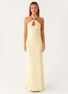 Mesh-Sleeve Linen Love Instant Attraction Maxi Dress - Yellow