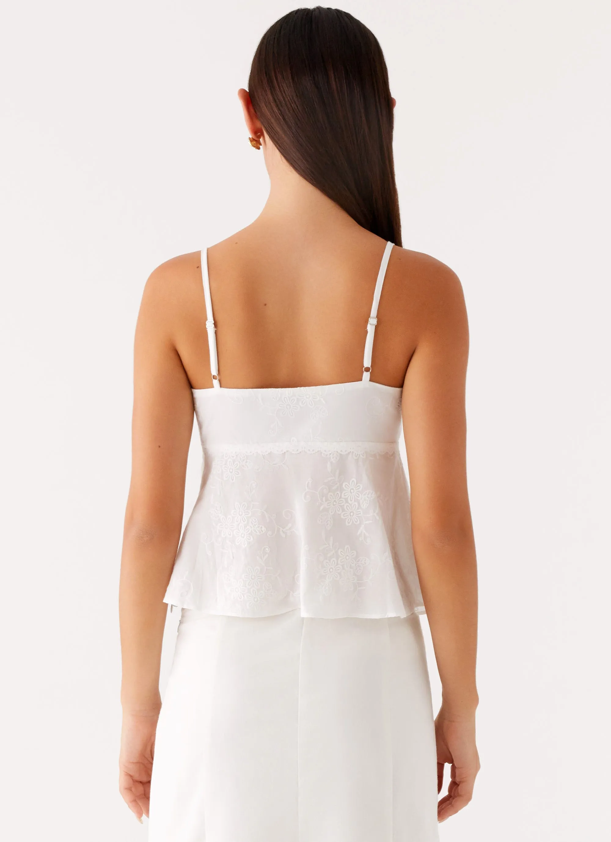 Compact Stitching Soft Cotton Irena Cami Top - White