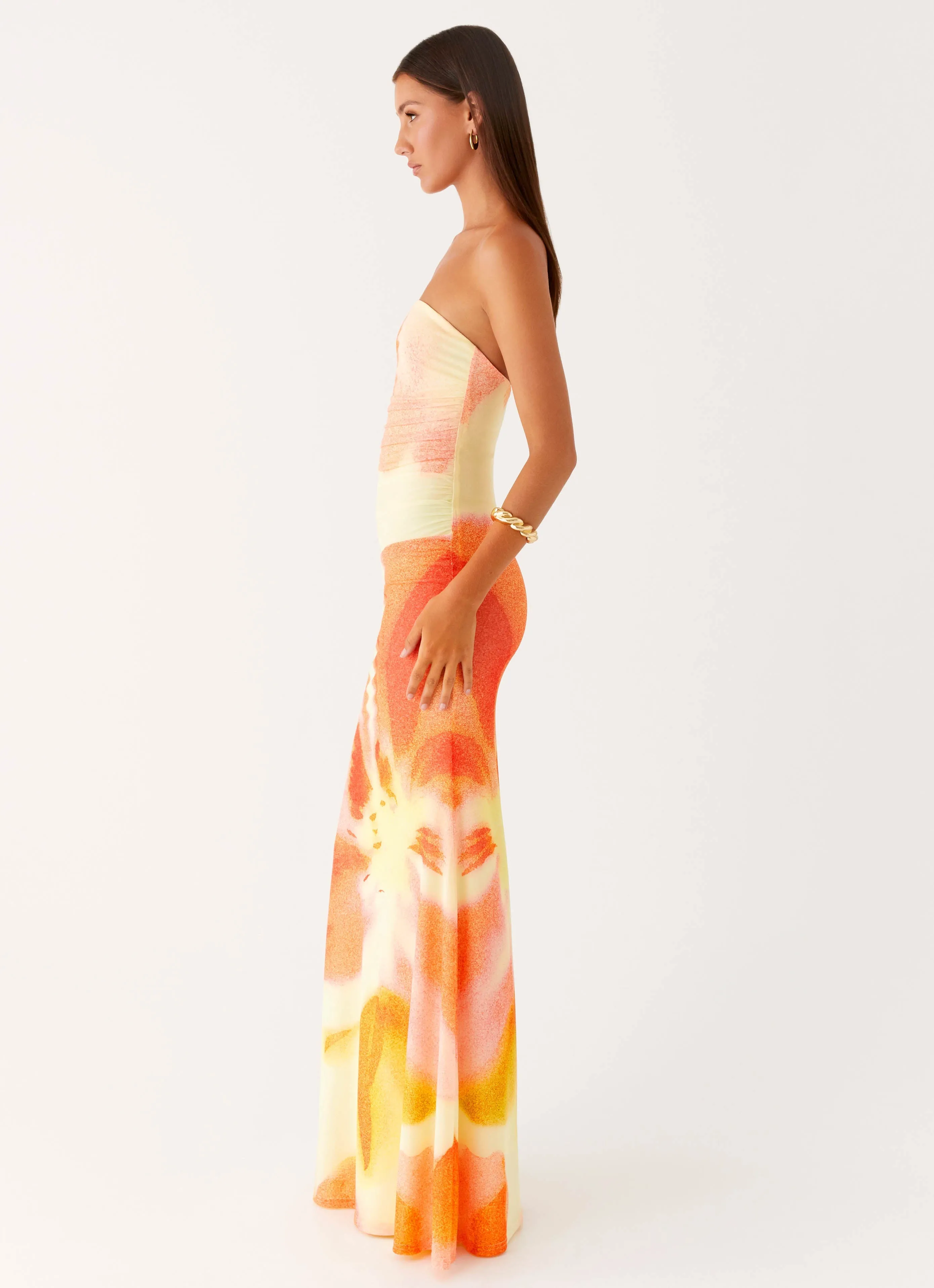 Iroha Strapless Maxi Dress - Mimosa Blossom Balanced Look