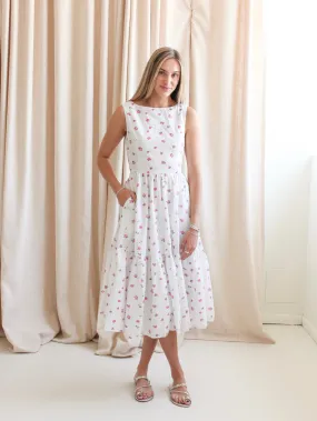 Celebrity-Inspired Sleek and Simple Isla Eyelet Midi Dress