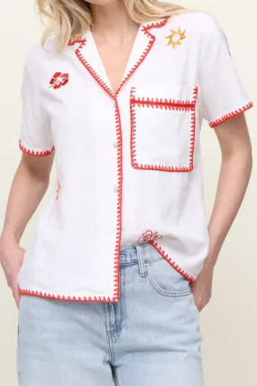 Island Embroidered Button Down Soft Cotton HeatPressedLogos