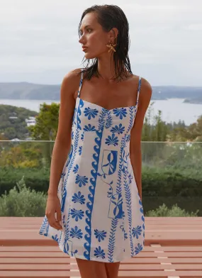 Isra Linen Mini Dress - Floral Wave Urban Edge Smart Texture