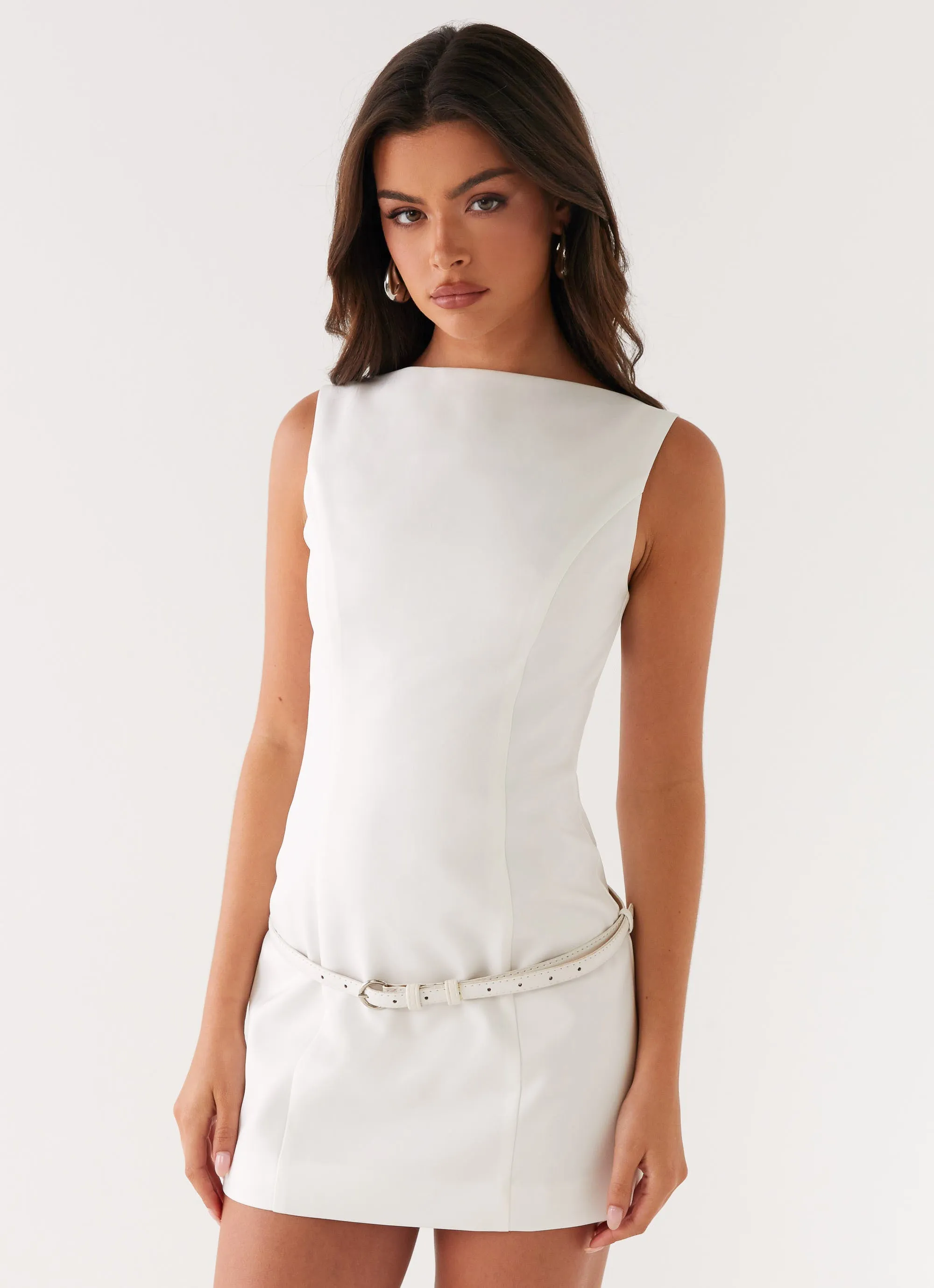 Jaci Mini Dress - White Perfect Comfort Wear Pure Shape