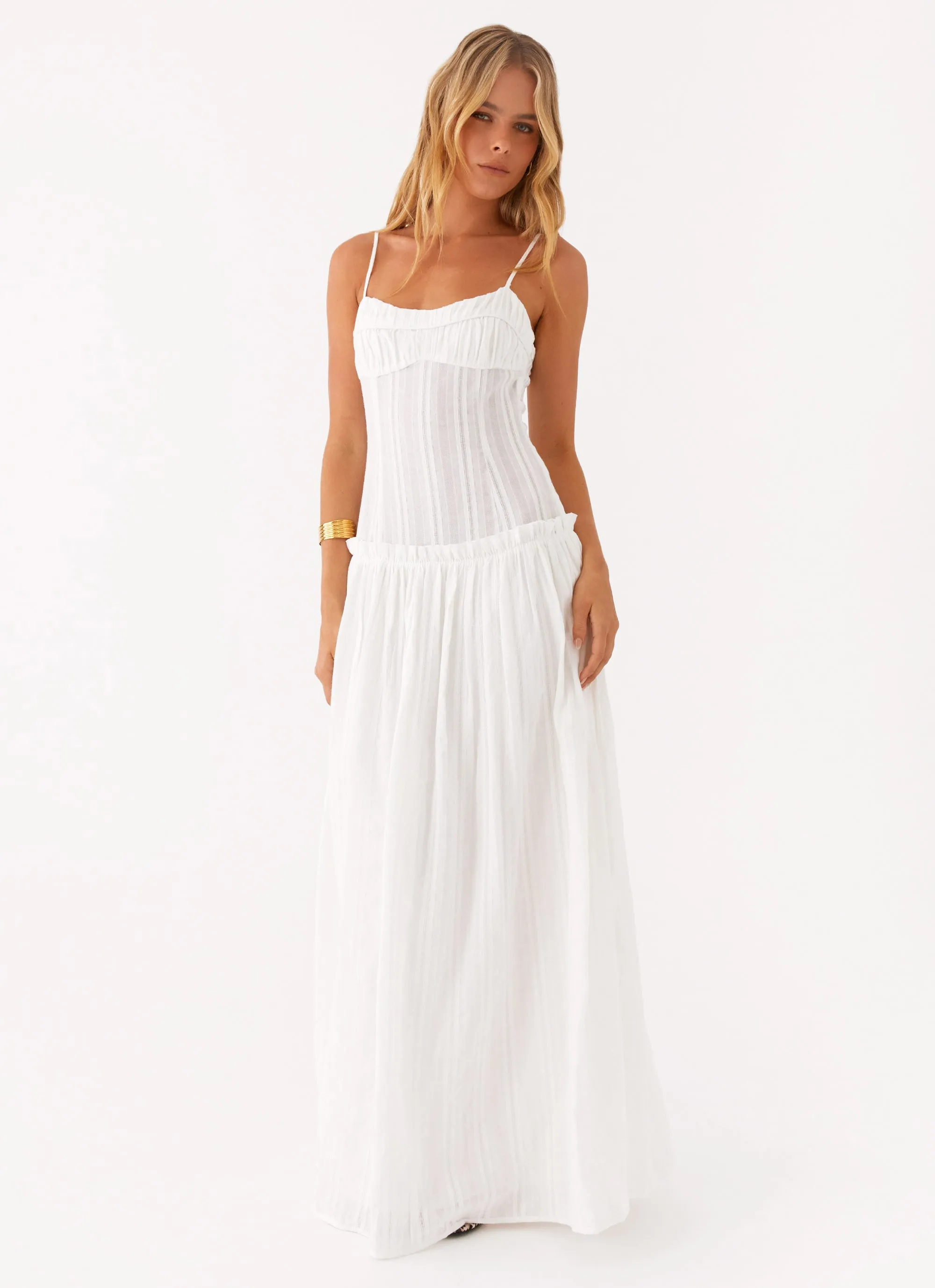 Lounge Feel Jacinda Drop Waist Maxi Dress - Ivory