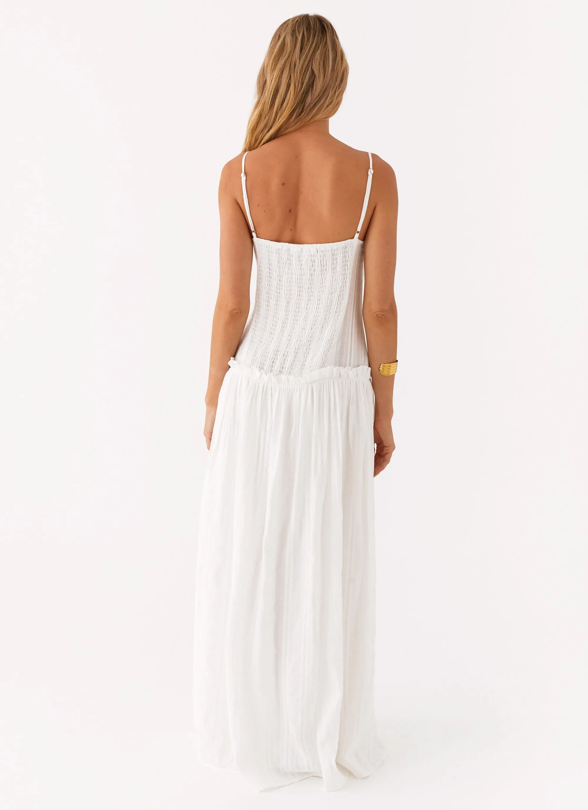 Event Safe Stylish Vibe Jacinda Drop Waist Maxi Dress - Ivory