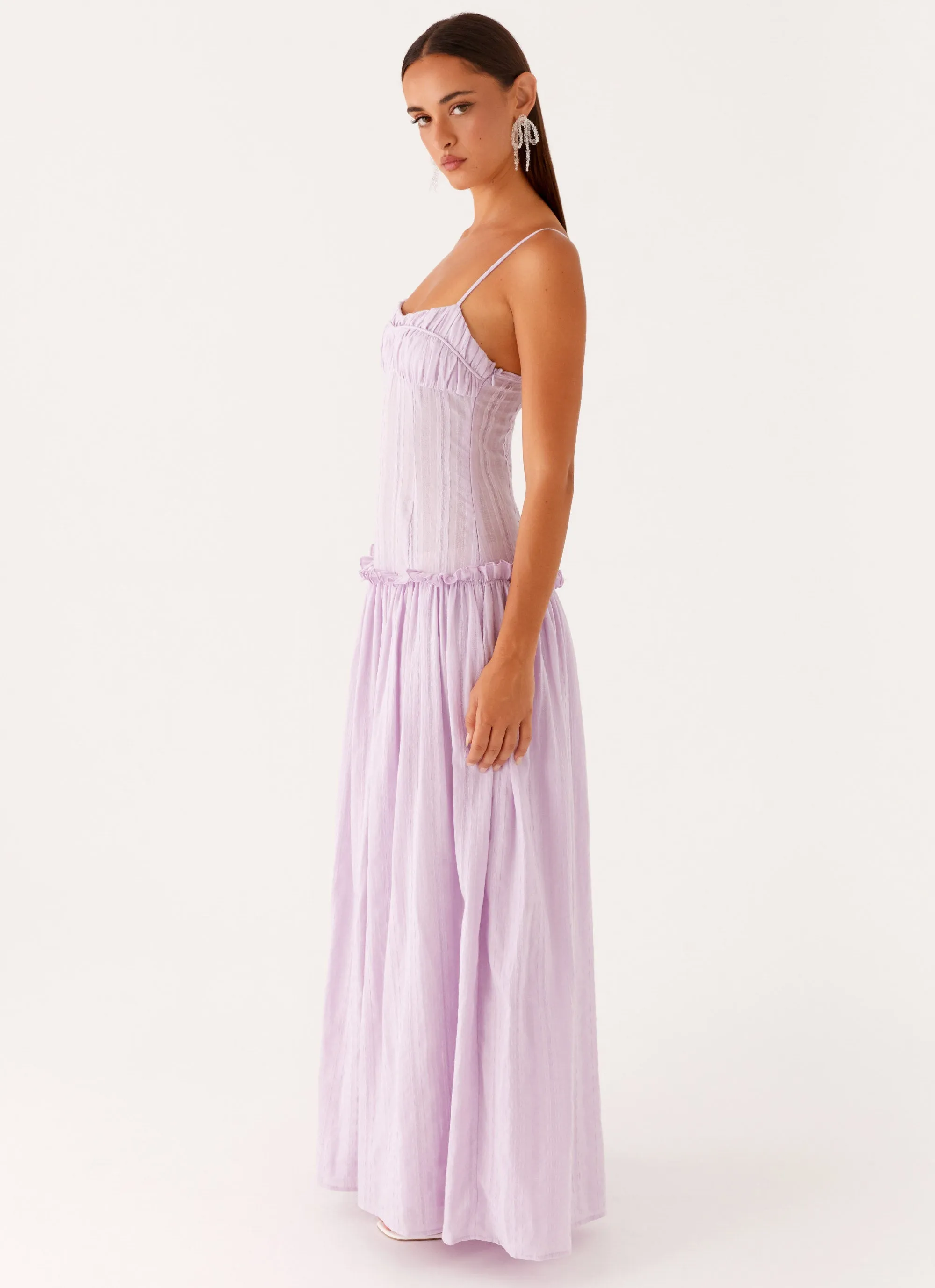 Euro Ease Artistic Shape Jacinda Drop Waist Maxi Dress - Lavender