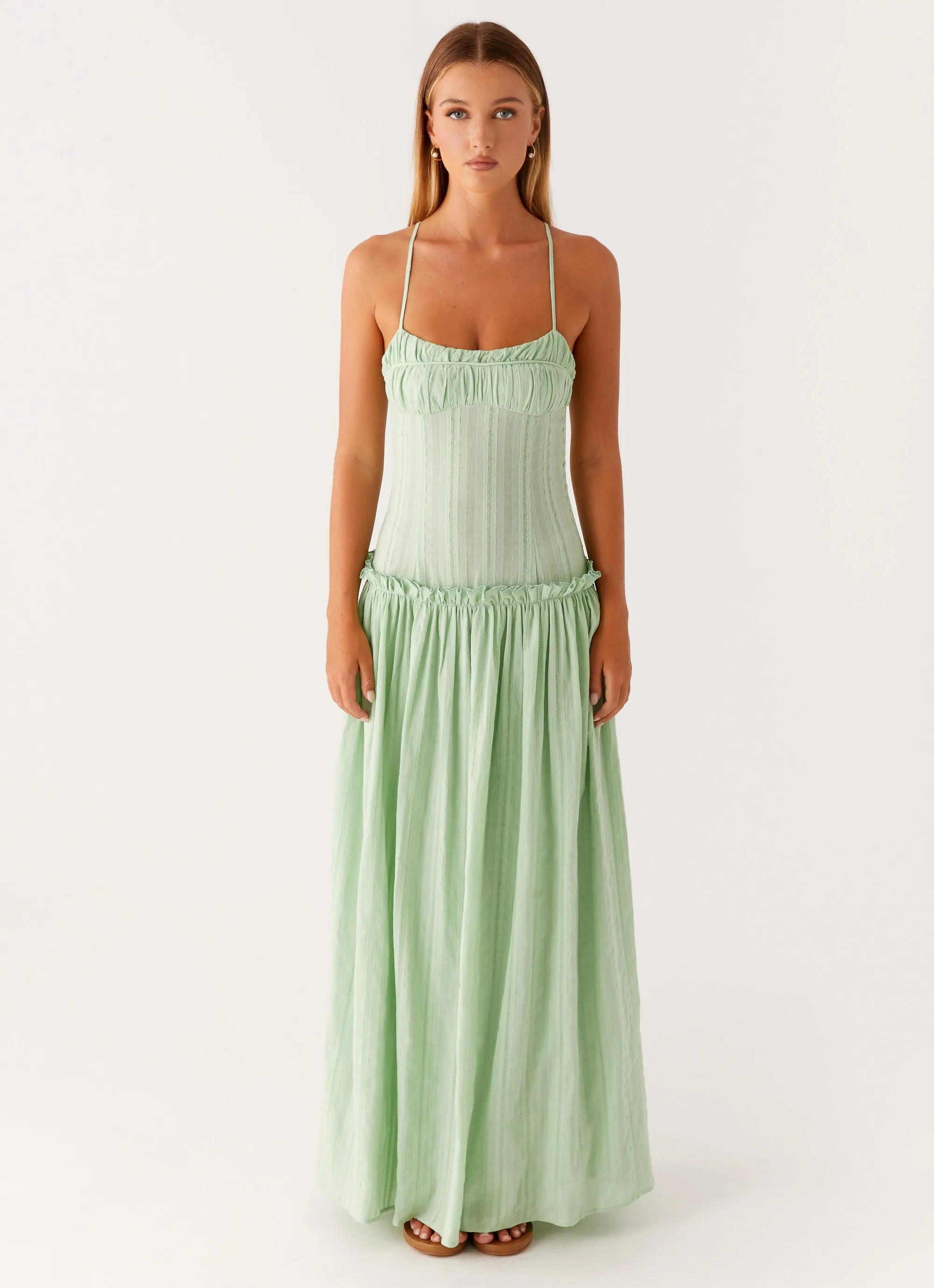 Versatile Fit Cozy Comfort Jacinda Drop Waist Maxi Dress - Sage