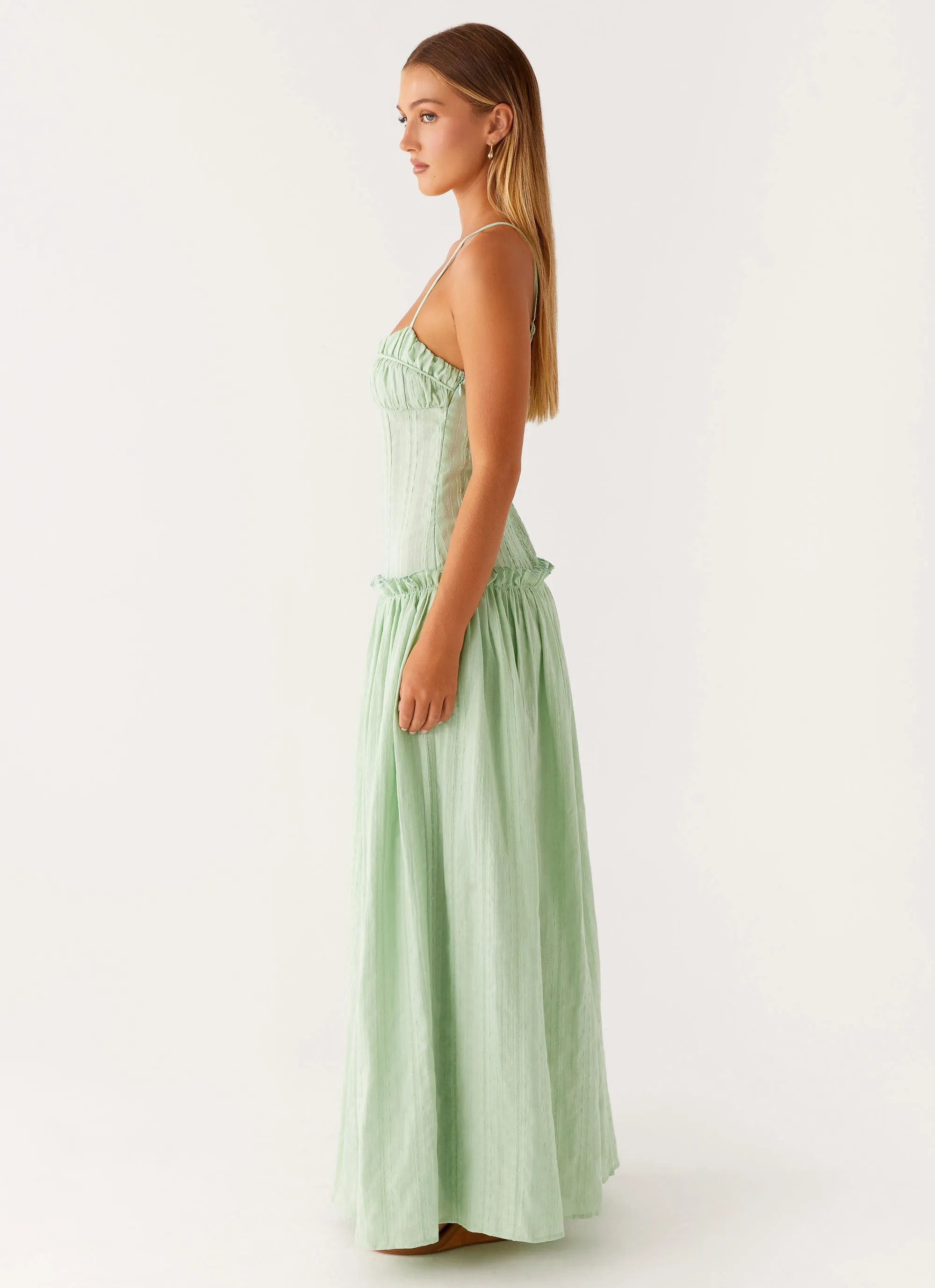 Jacinda Drop Waist Maxi Dress - Sage Basic Cool Relaxed and Effortless