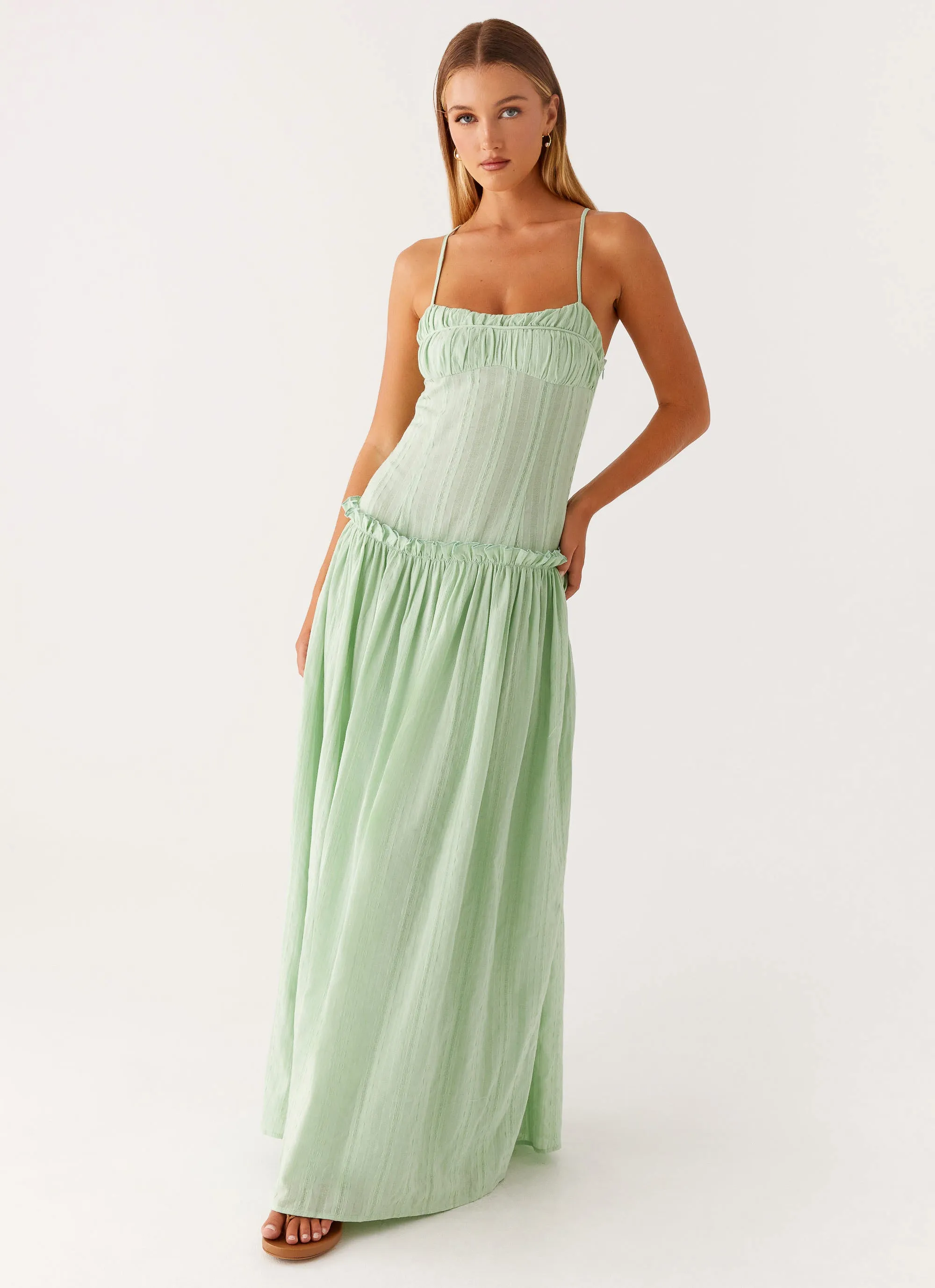 Timeless Beauty Warm Base Jacinda Drop Waist Maxi Dress - Sage