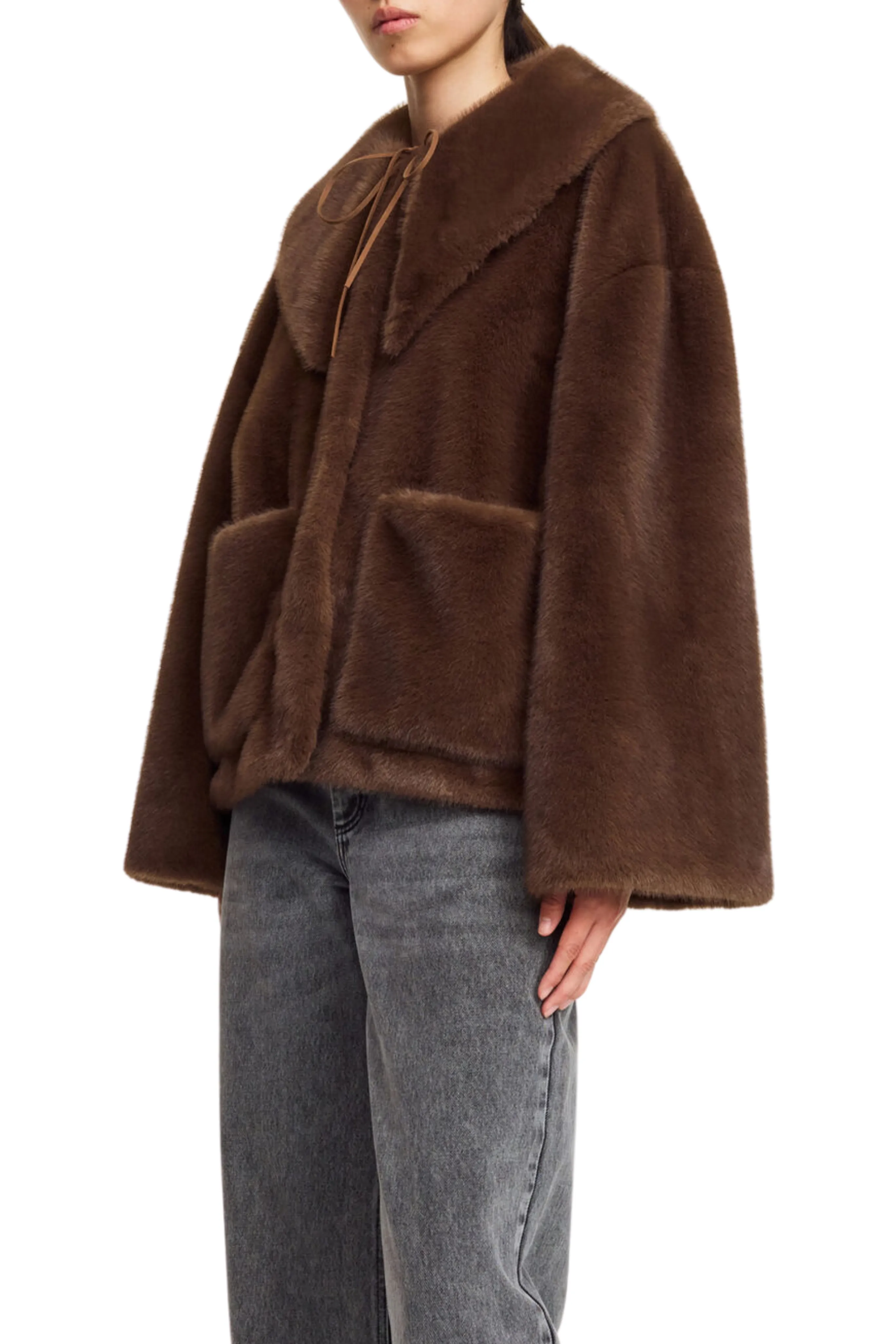 High Collar Style Jacquie Fake Fur Jacket