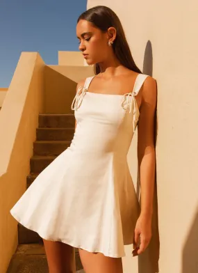 Simple Look Jamaya Tie Mini Dress - Ivory