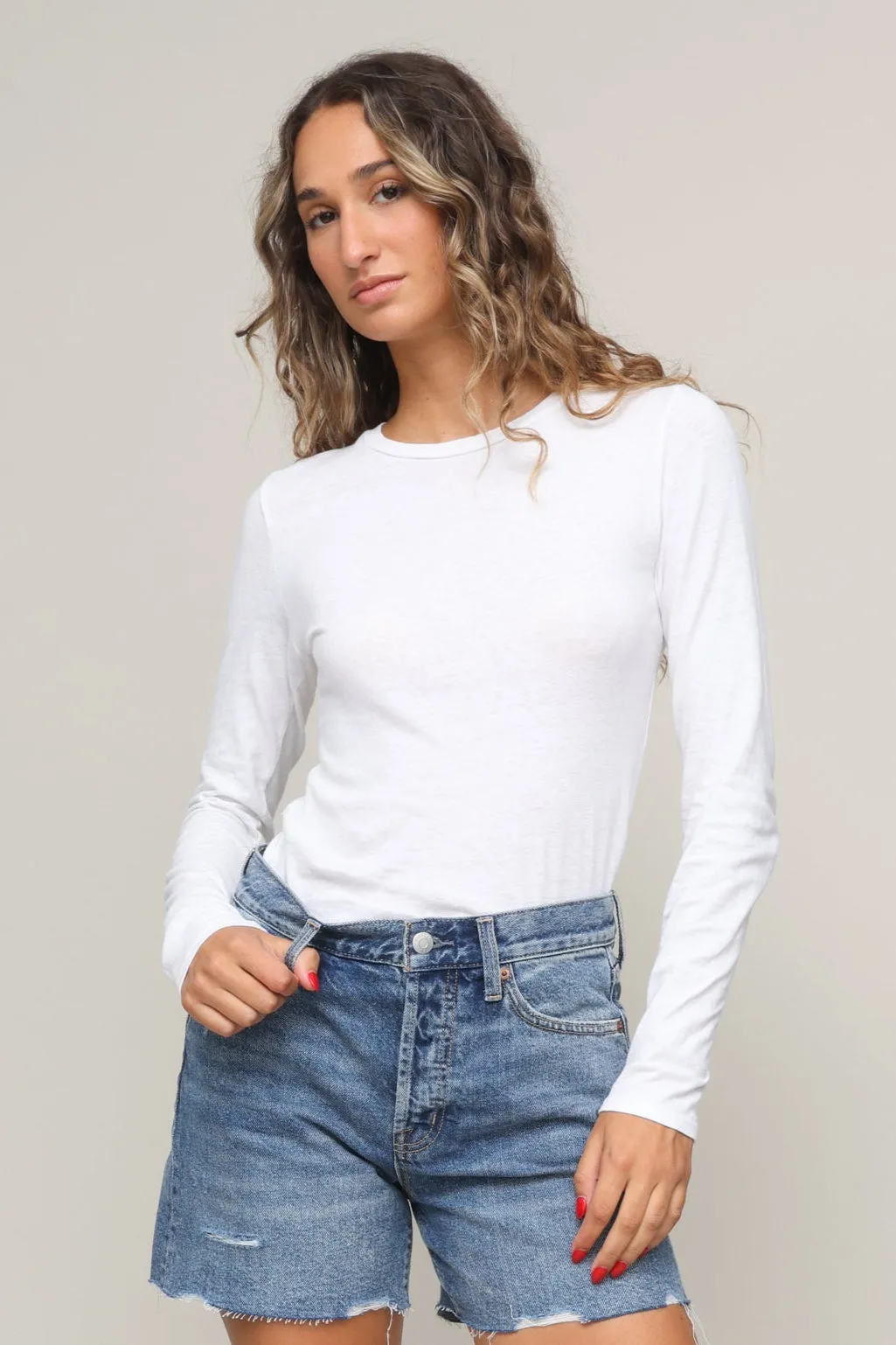 Circular Knit ConvertibleCollar Jamie Recycled Cotton Long Sleeve