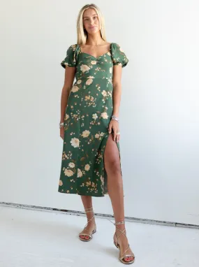 Pure Tone Janie Floral Dress - Green
