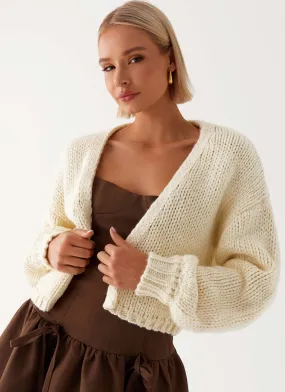 Ultra Compact Packing Design Sporty Touch Jasleen Knit Cardigan - Ivory