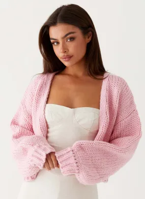 Jasleen Knit Cardigan - Pink Stretch Fit