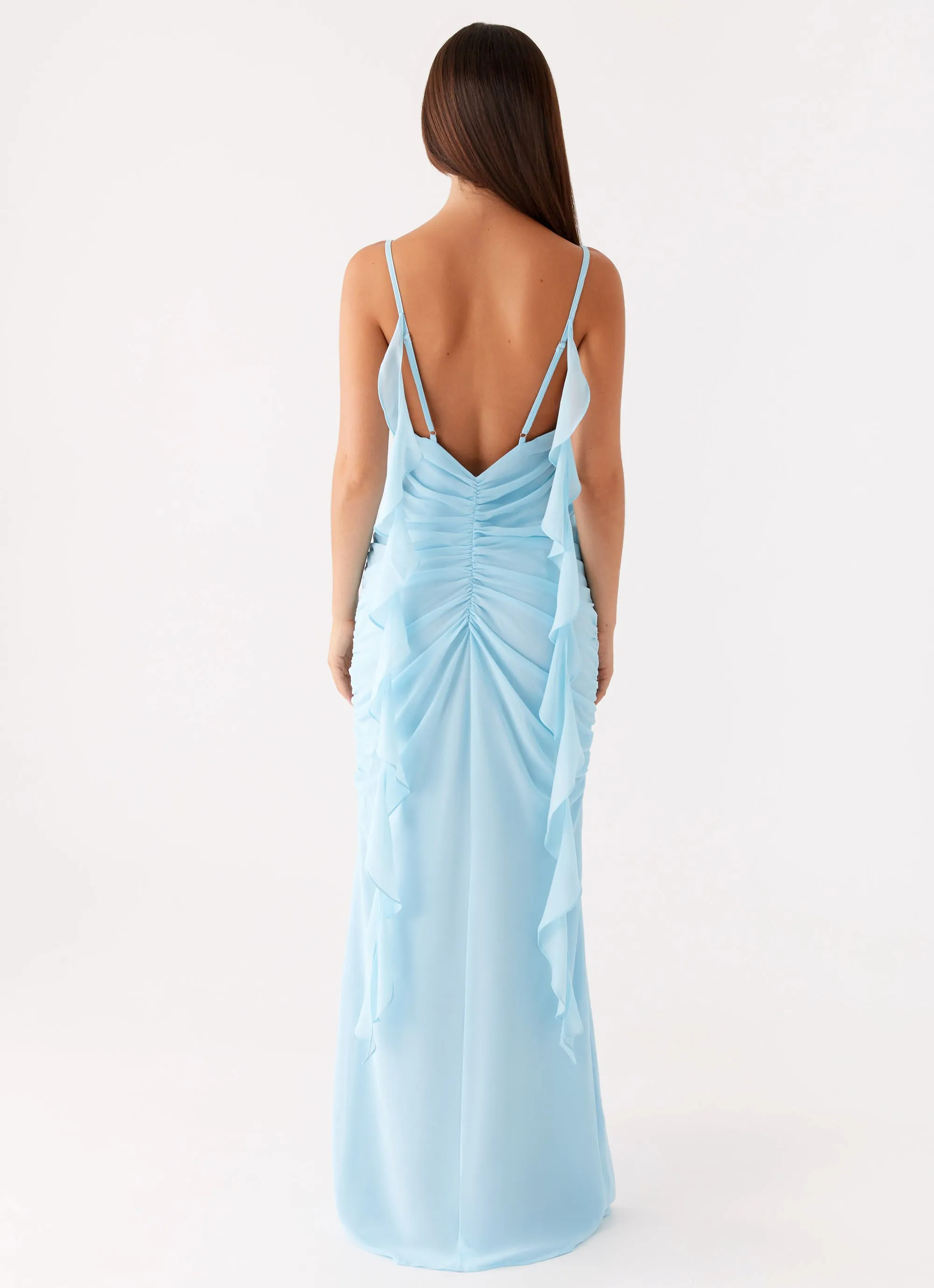 Jasmina Maxi Dress - Blue Urban Drape Feminine Look