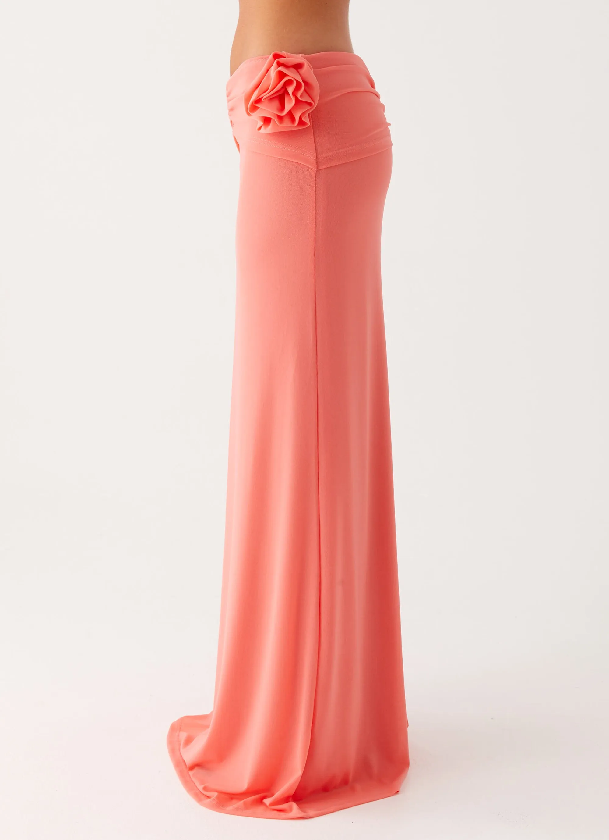 Tie Dye Style Elasticized Cuff Jayce Maxi Skirt - Salmon