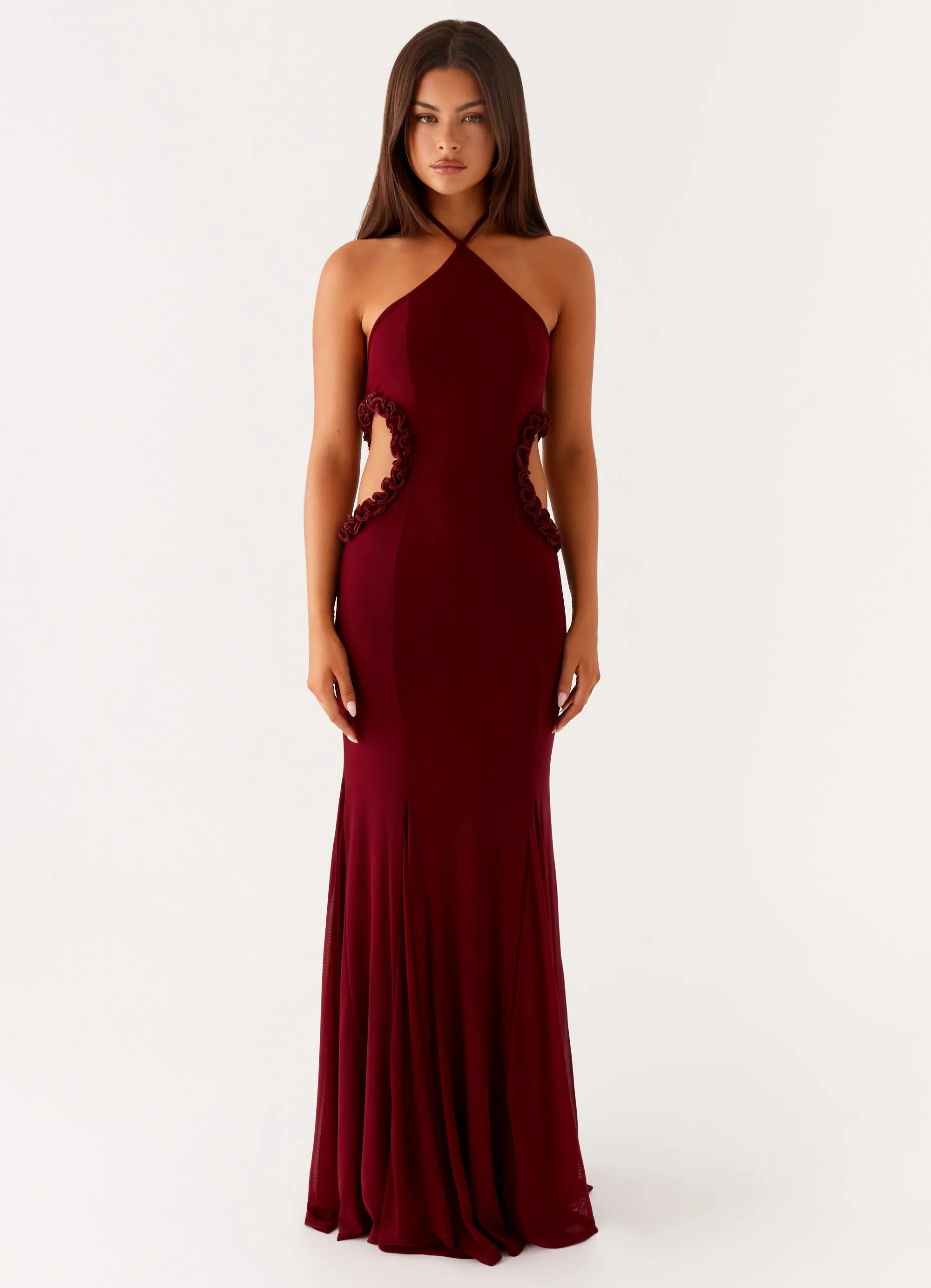 Jemima Maxi Dress - Raspberry Wine Convertible-Style Open Back