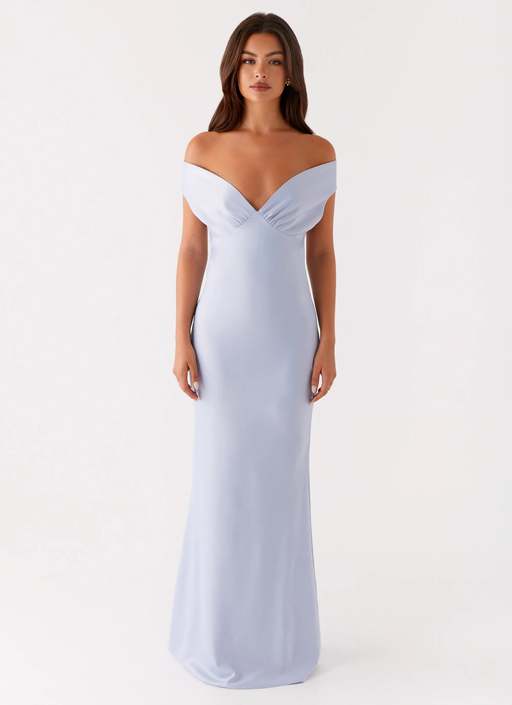 Jenner Maxi Dress - Blue Glossy Fabric