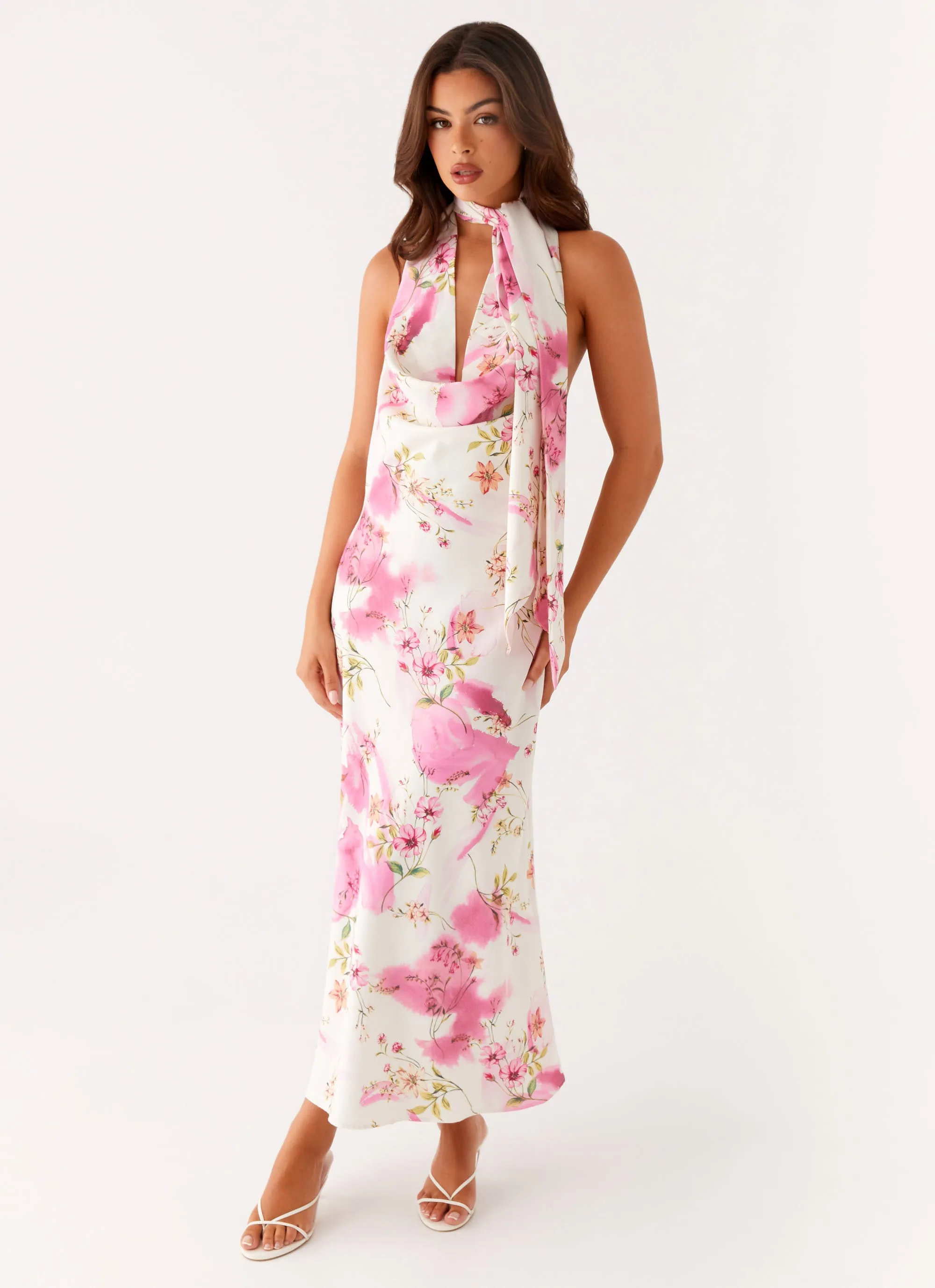 Jensen Midi Dress - Ivory Floral Print WideCollarDesign