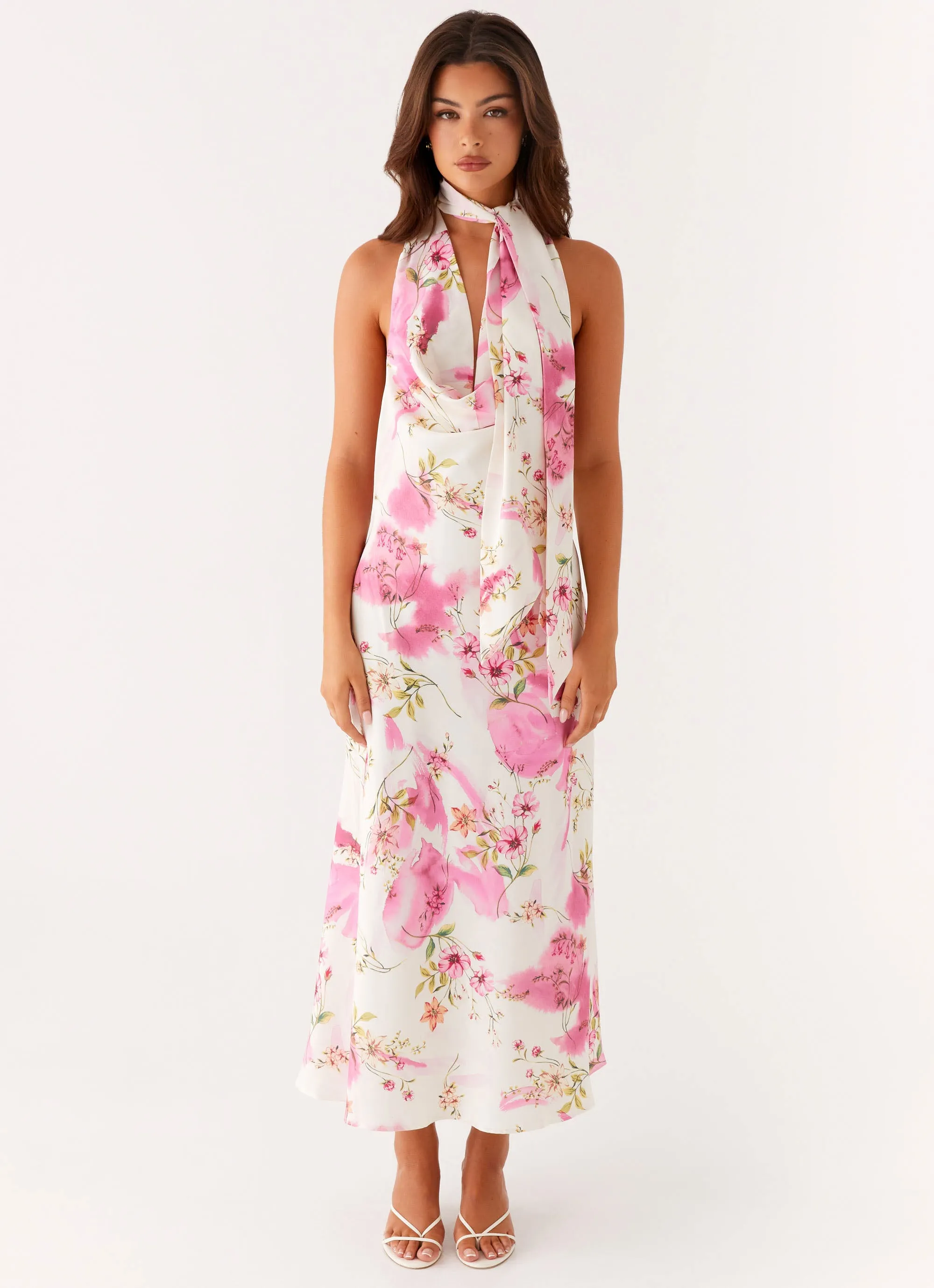 Jensen Midi Dress - Ivory Floral Print Trend Glow