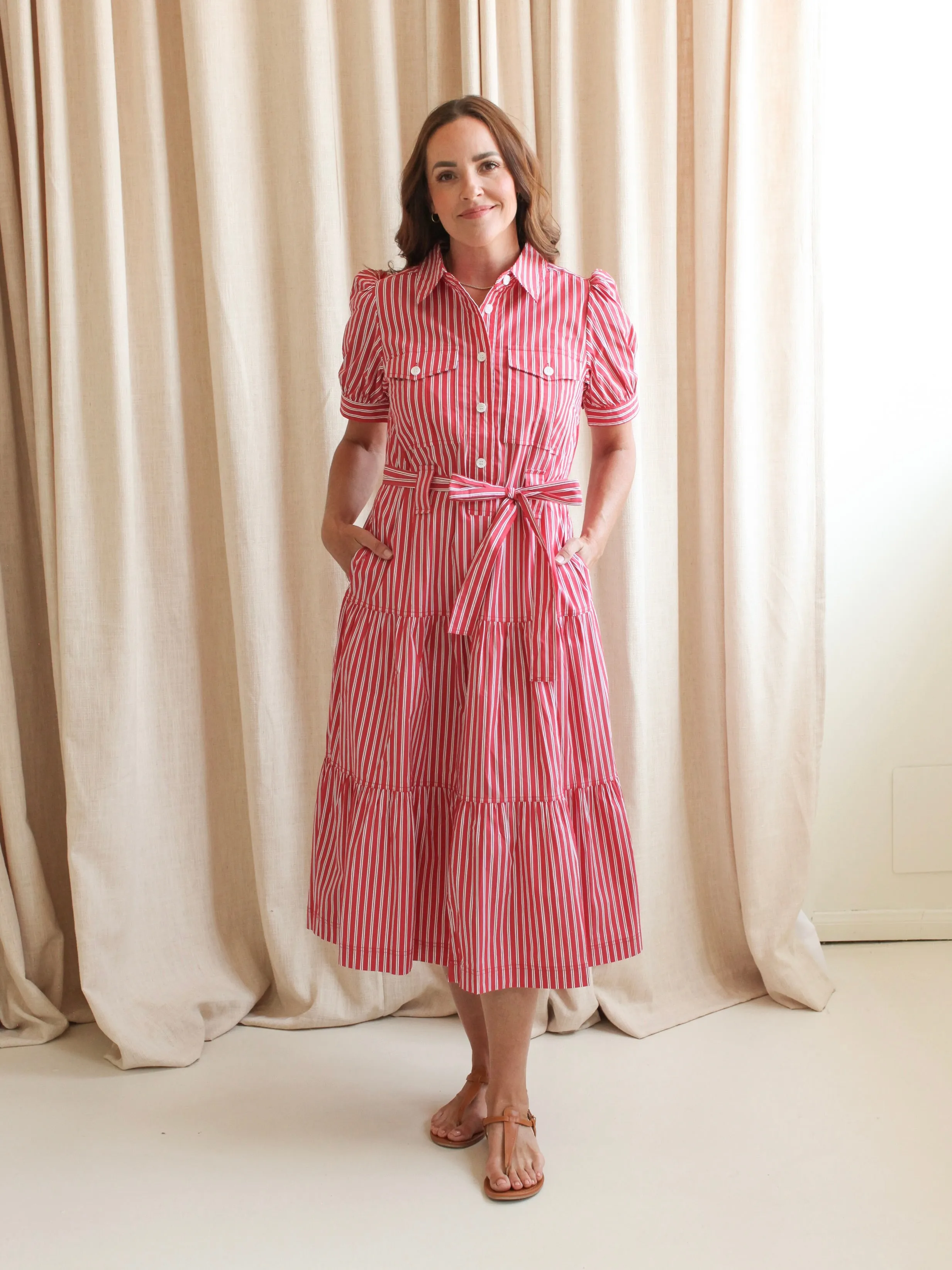 Jessie Striped Midi Shirtdress Relax Form Fitted Shape