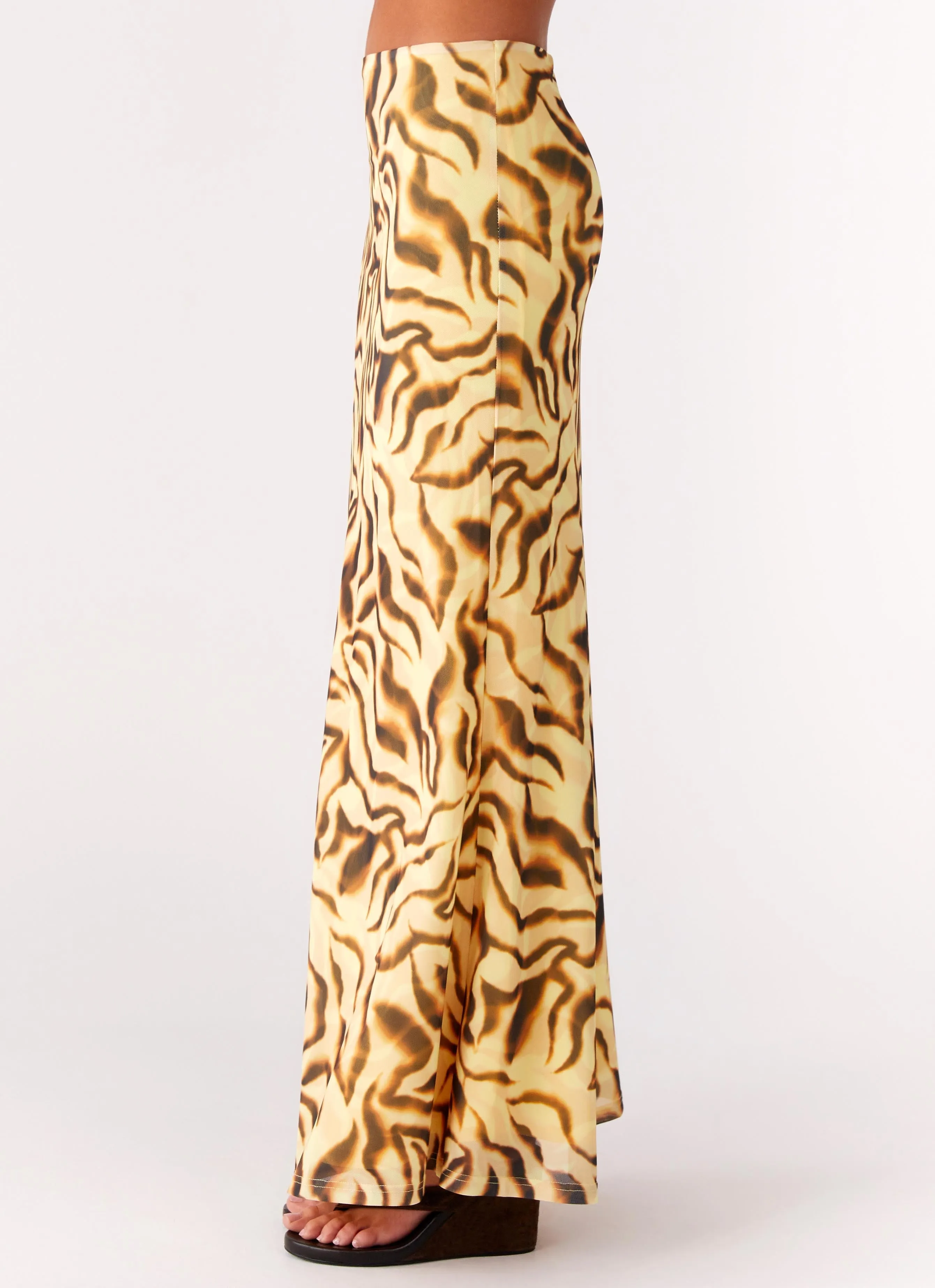 Local Artisan Call Me Low Rise Maxi Skirt - Yellow Zebra