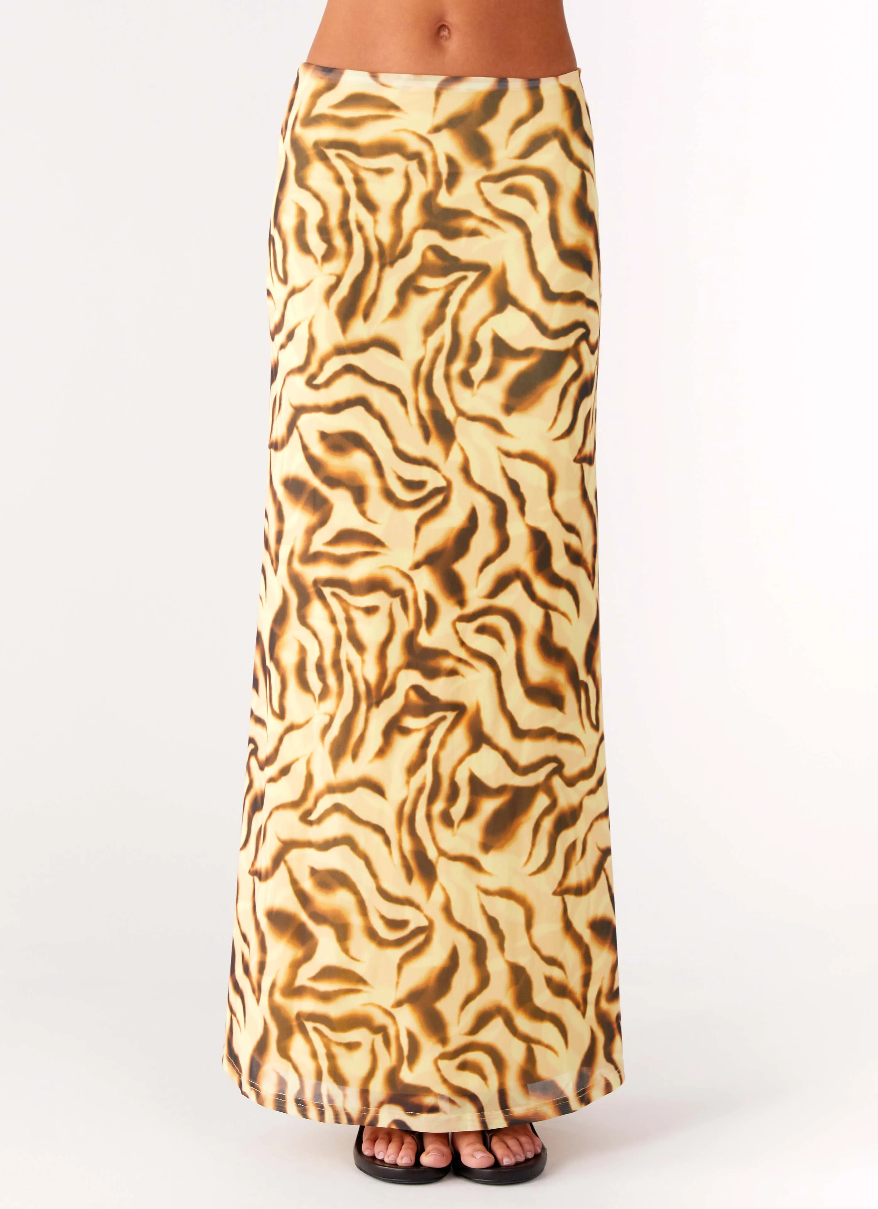 Call Me Low Rise Maxi Skirt - Yellow Zebra Classic Choice